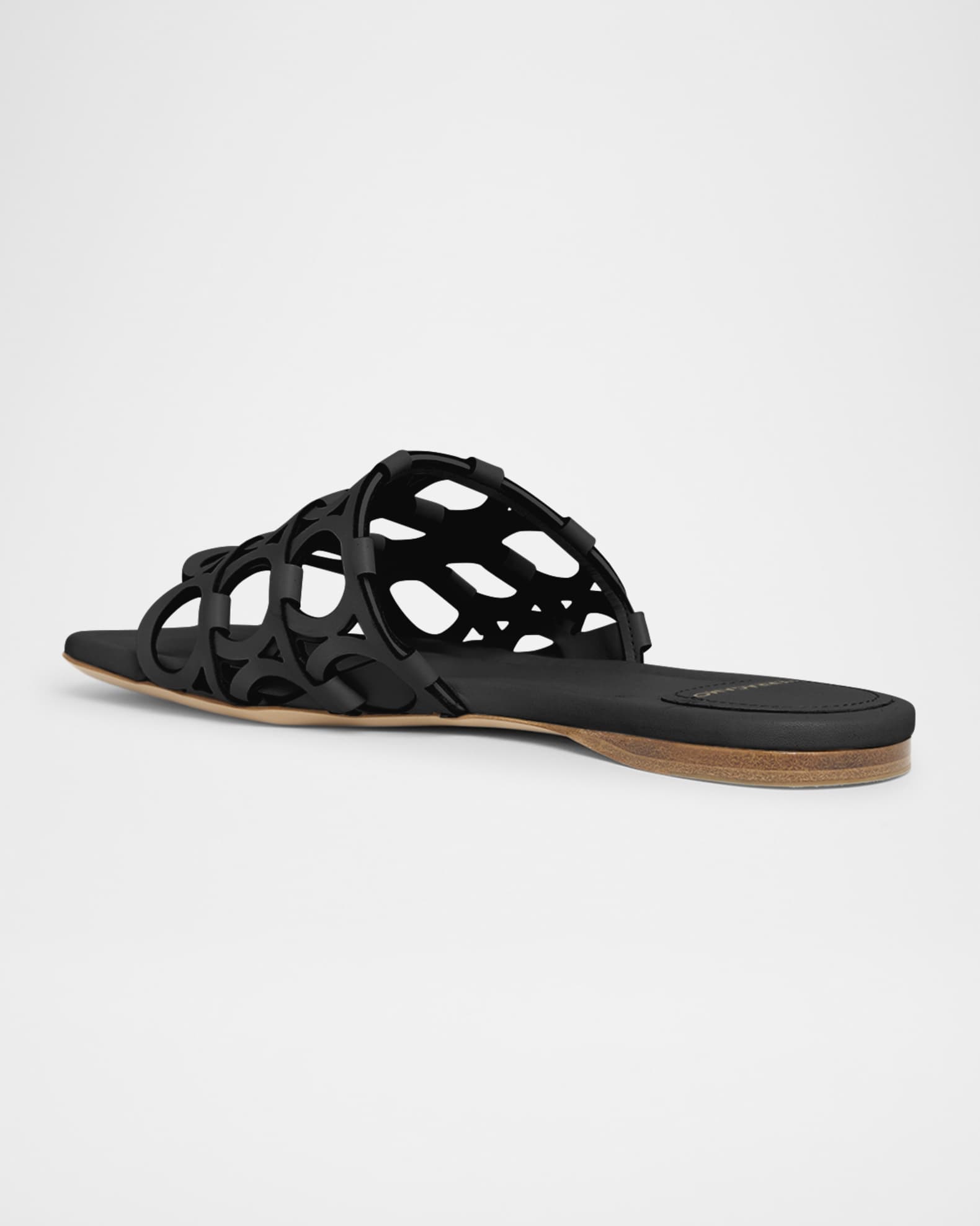 Erne Leather Gancini Link Slide Sandals 1