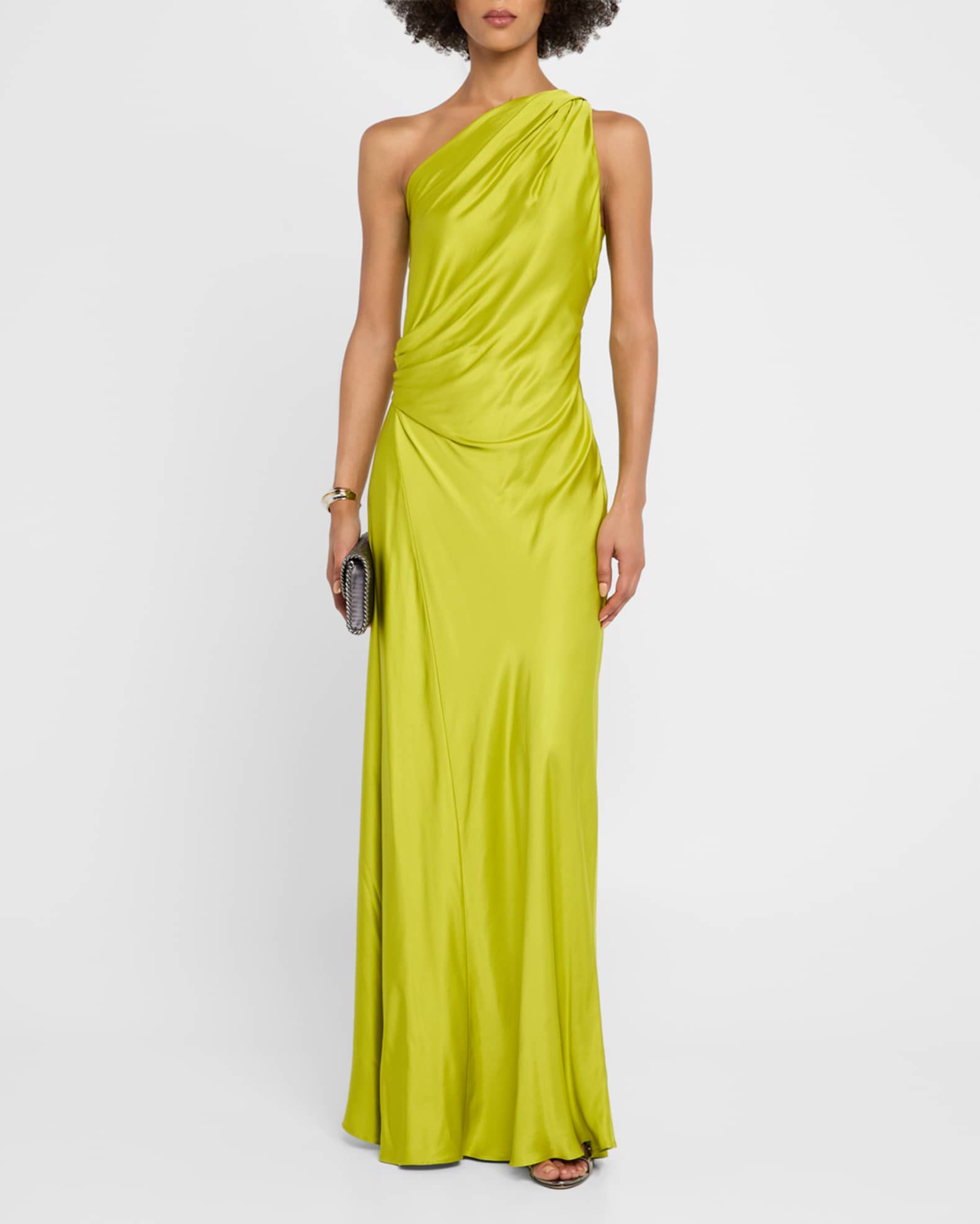 Aster One-Shoulder Satin Gown 1