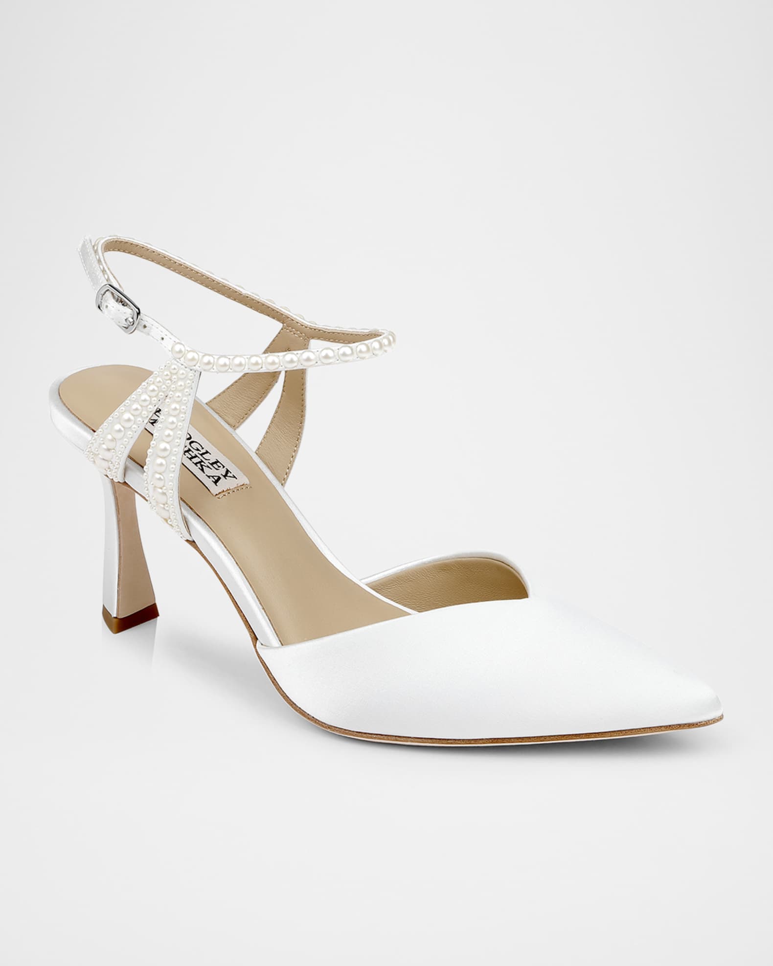 Destinee Pearly Pointed Satin Pumps  1
