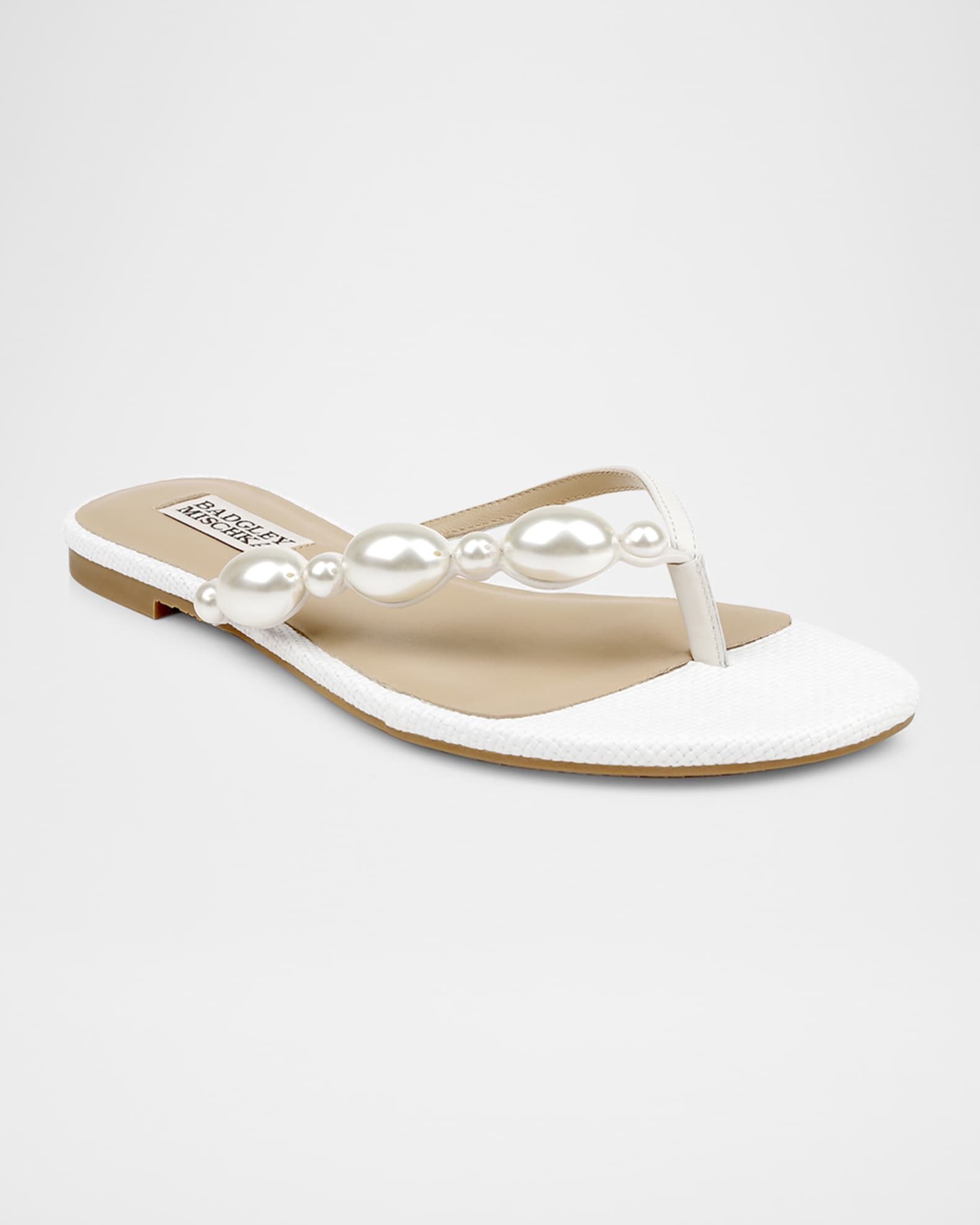 Dyana Pearly Woven Leather Flat Sandals 1