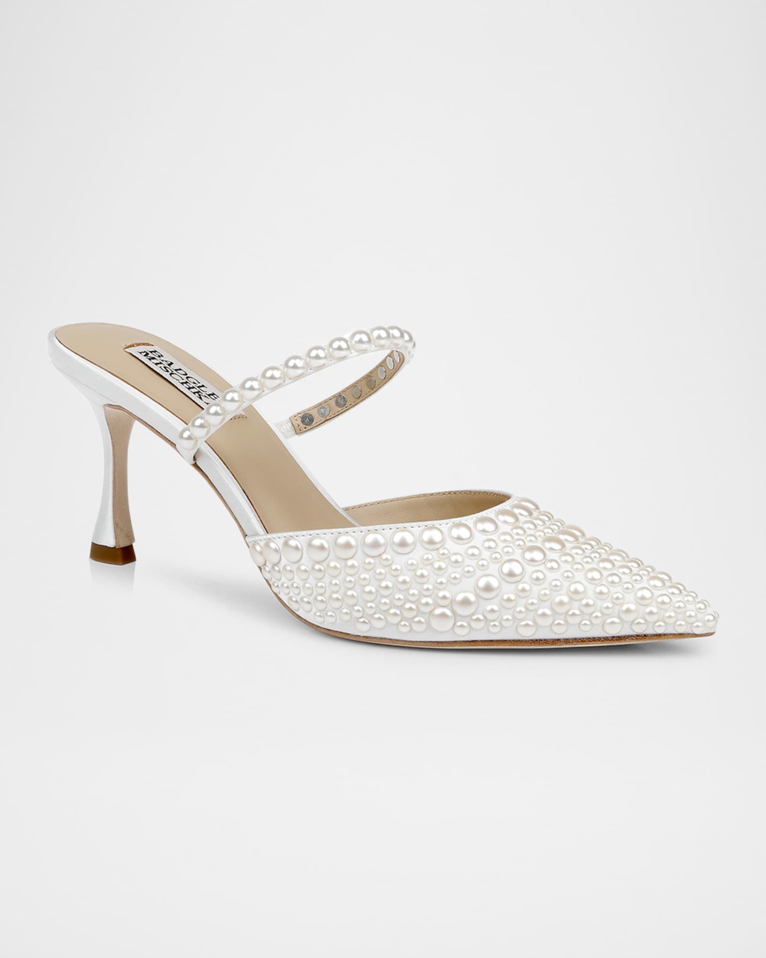Duchess Pointed Pearly Mule Pumps 1