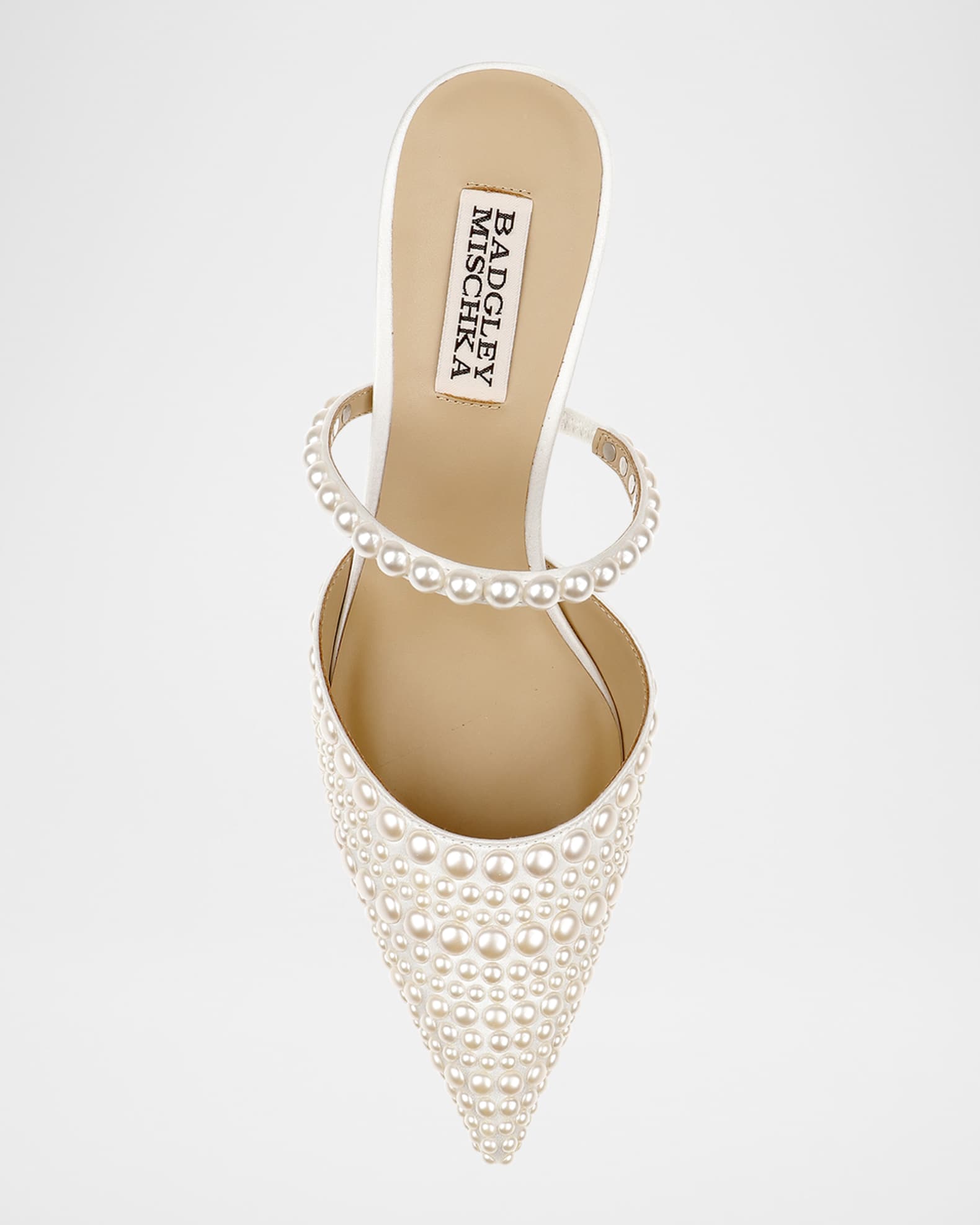 Badgley Mischka Duchess Pointed Pearly Mule Pumps | Neiman