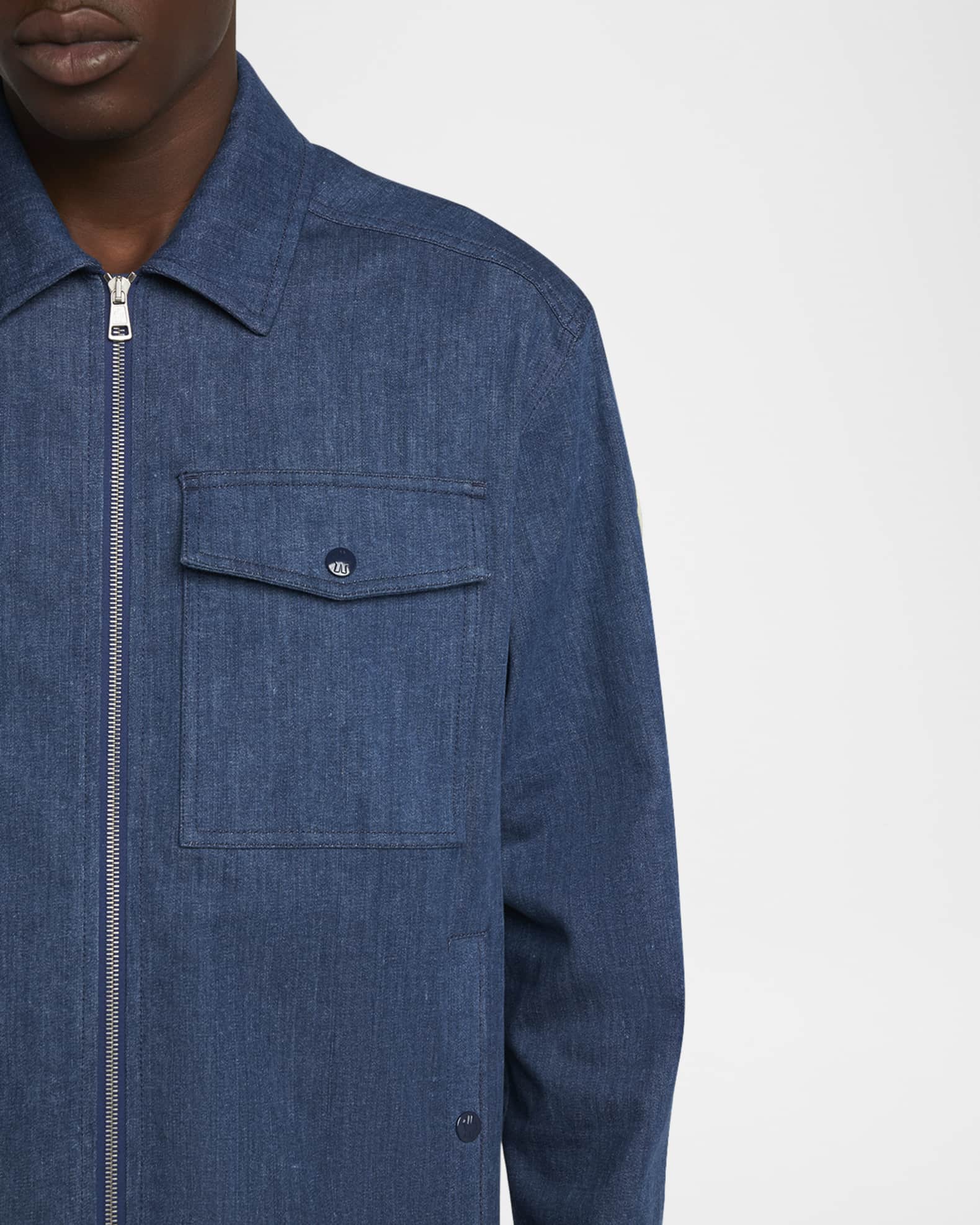 MONCLER.。.:*☆ Moncler Men's Zip-Front Denim Overshirt | Neiman Marcus