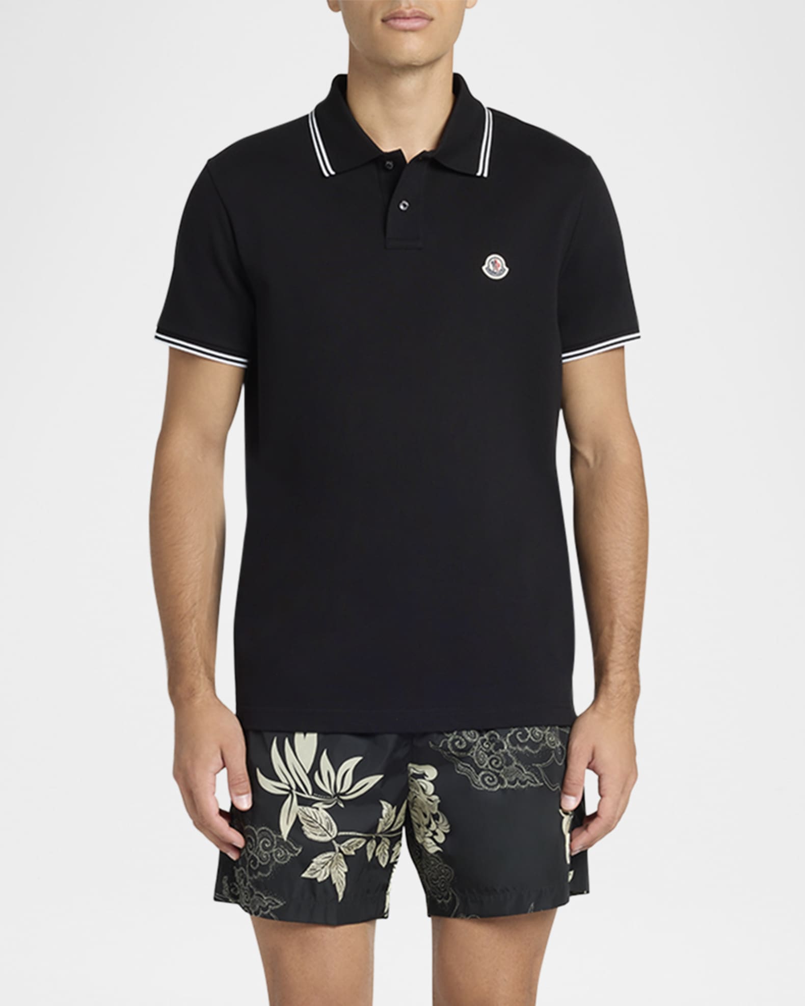Men's Pique Polo Shirt with Stripe Collar 1