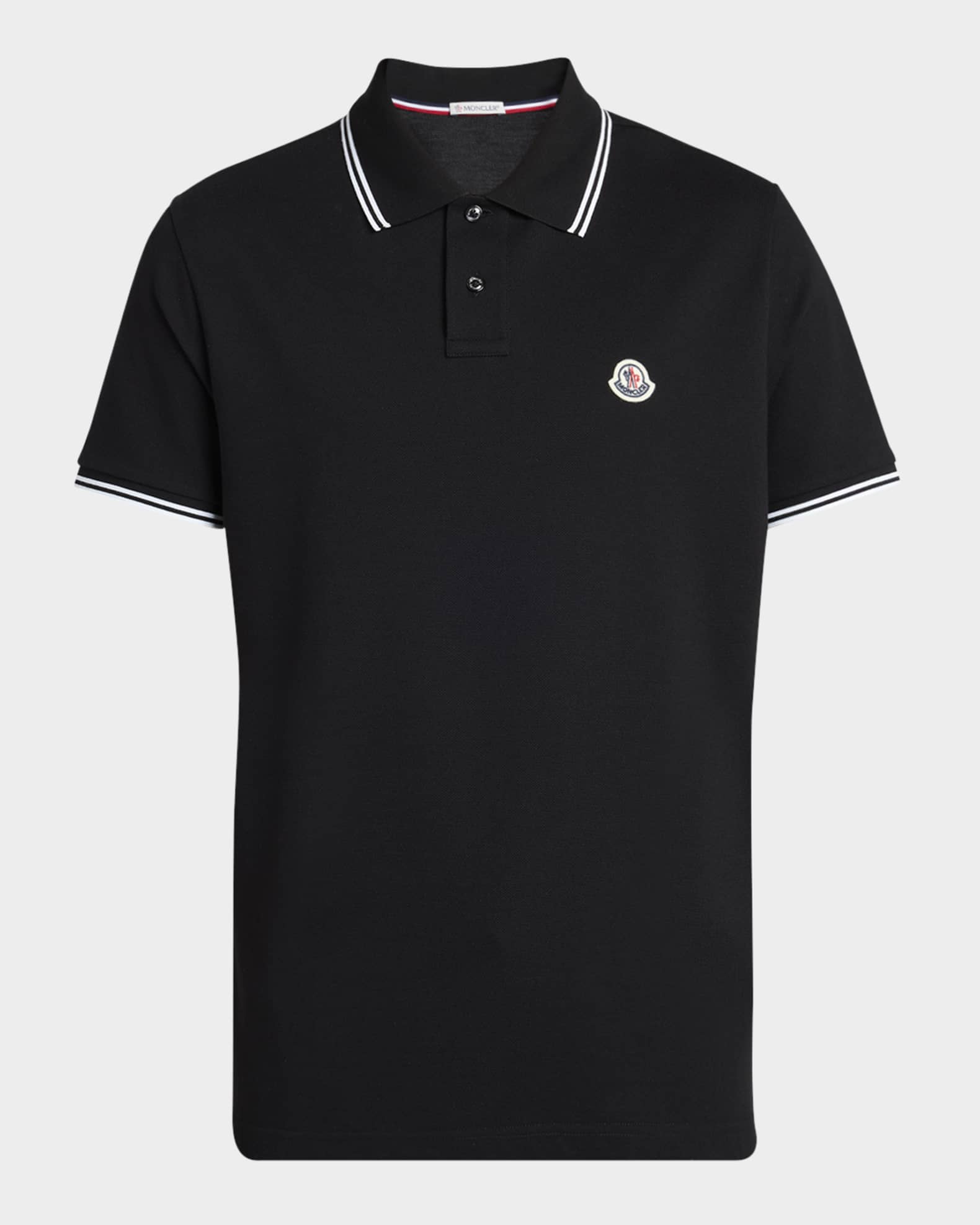 Men's Pique Polo Shirt with Stripe Collar 0