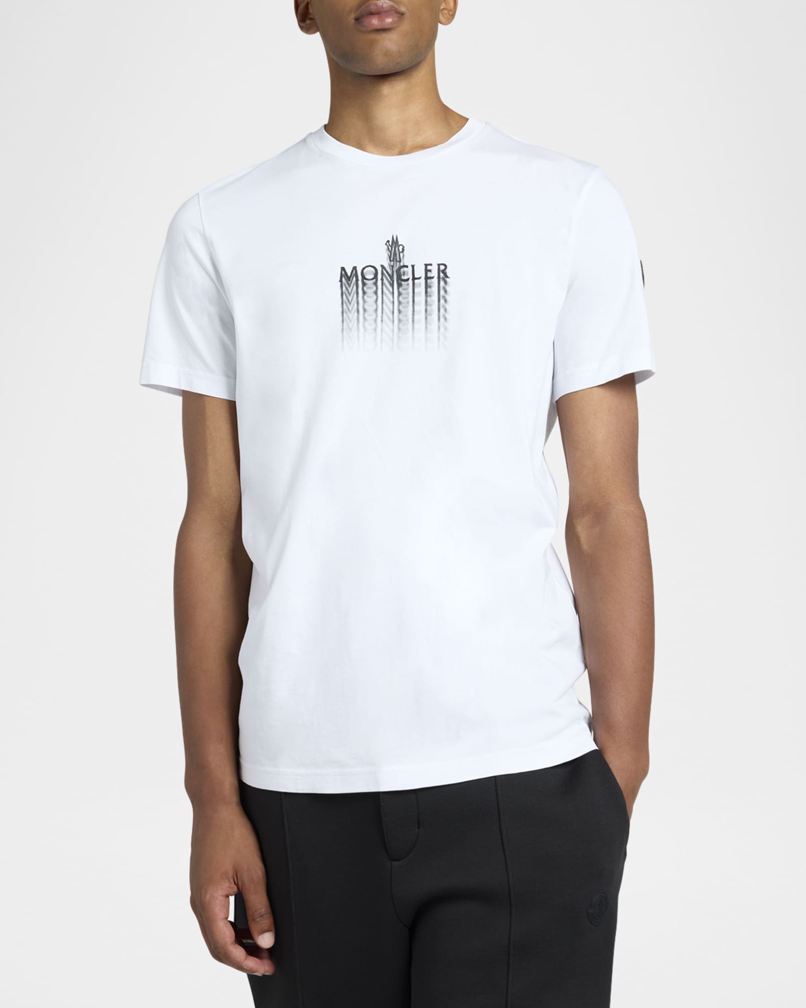 Moncler Men's Blurred Logo Crewneck T-Shirt | Neiman Marcus Moncler Men's Blurred Logo Crewneck T-Shirt | Neiman Marcus