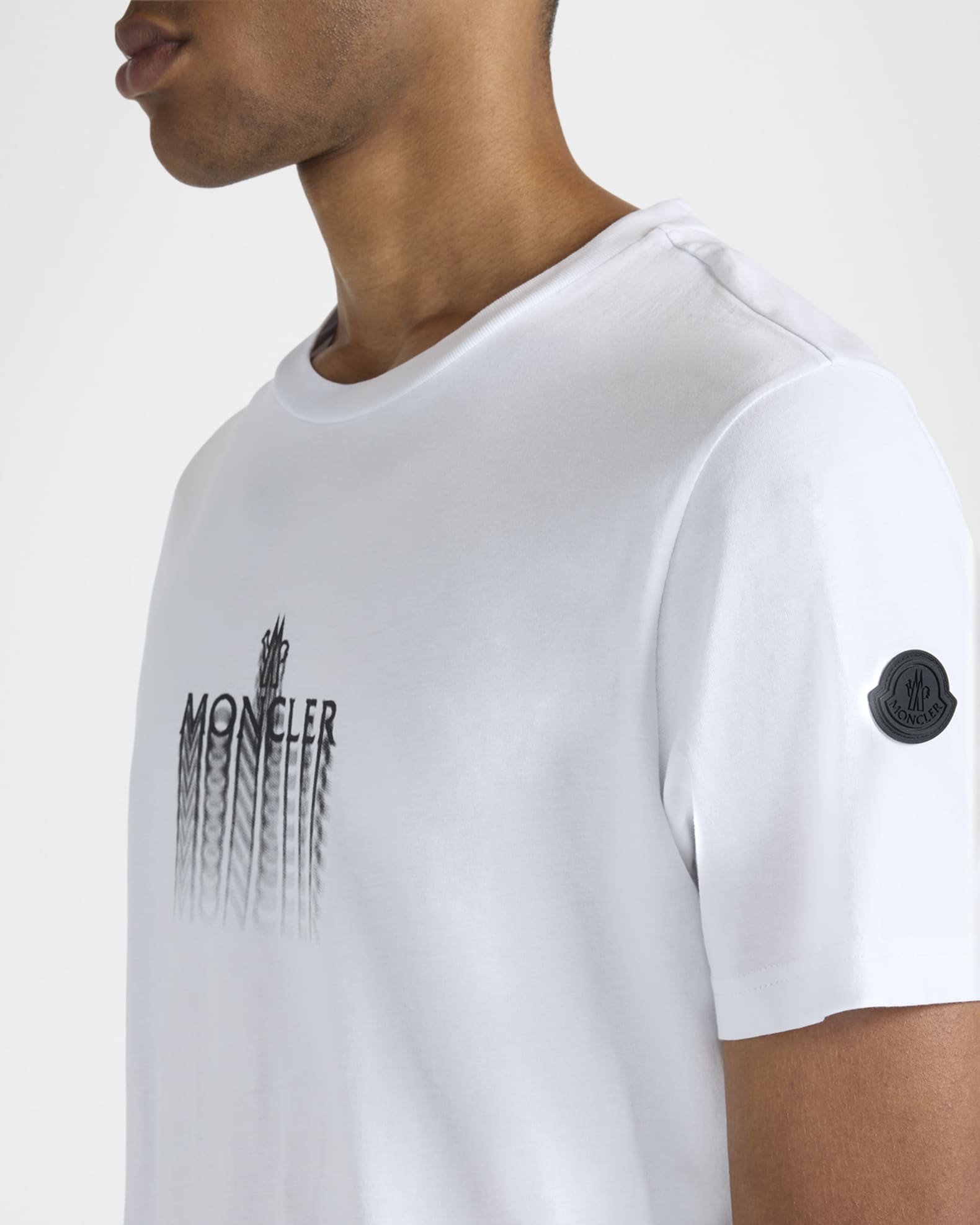 Moncler Men's Blurred Logo Crewneck T-Shirt | Neiman Marcus