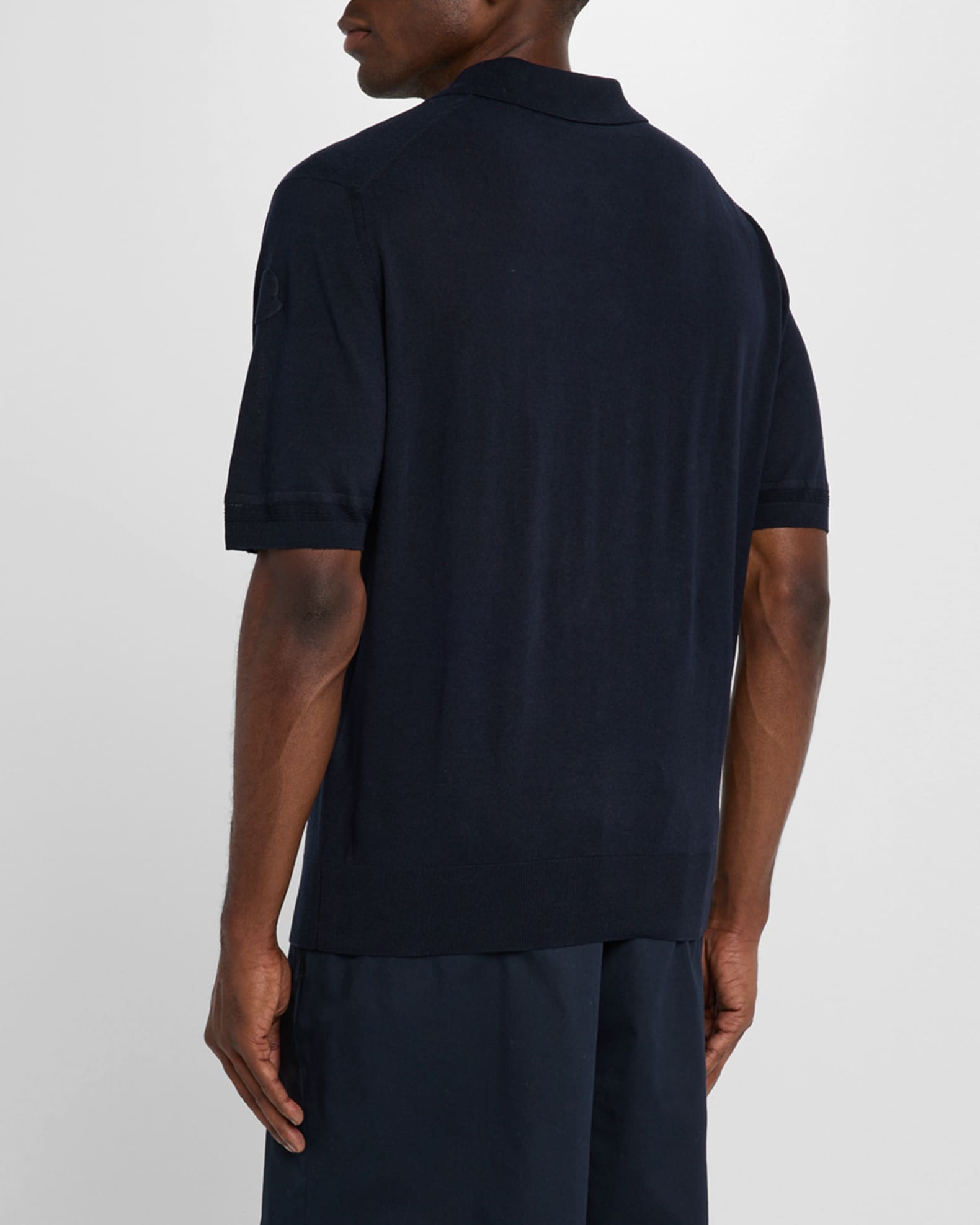 Moncler Men's Silk and Linen Knit Polo Shirt | Neiman Marcus
