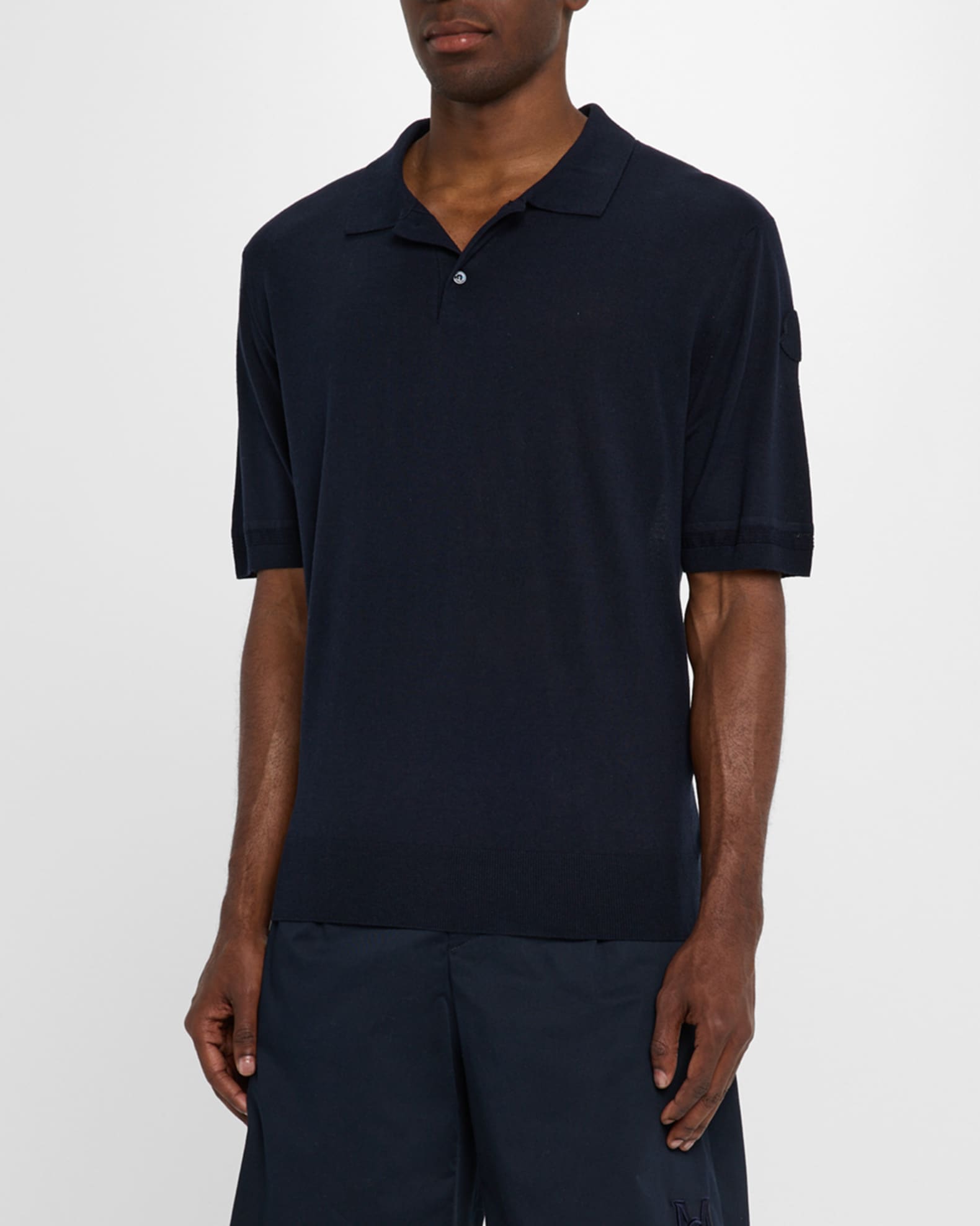 Moncler Men's Silk and Linen Knit Polo Shirt | Neiman Marcus