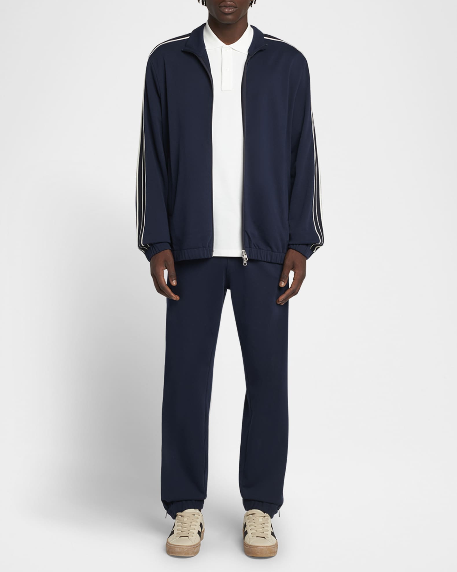 MONCLER ジップアップストライプジャケット Moncler Men's Striped-Sleeve Track Jacket | Neiman Marcus