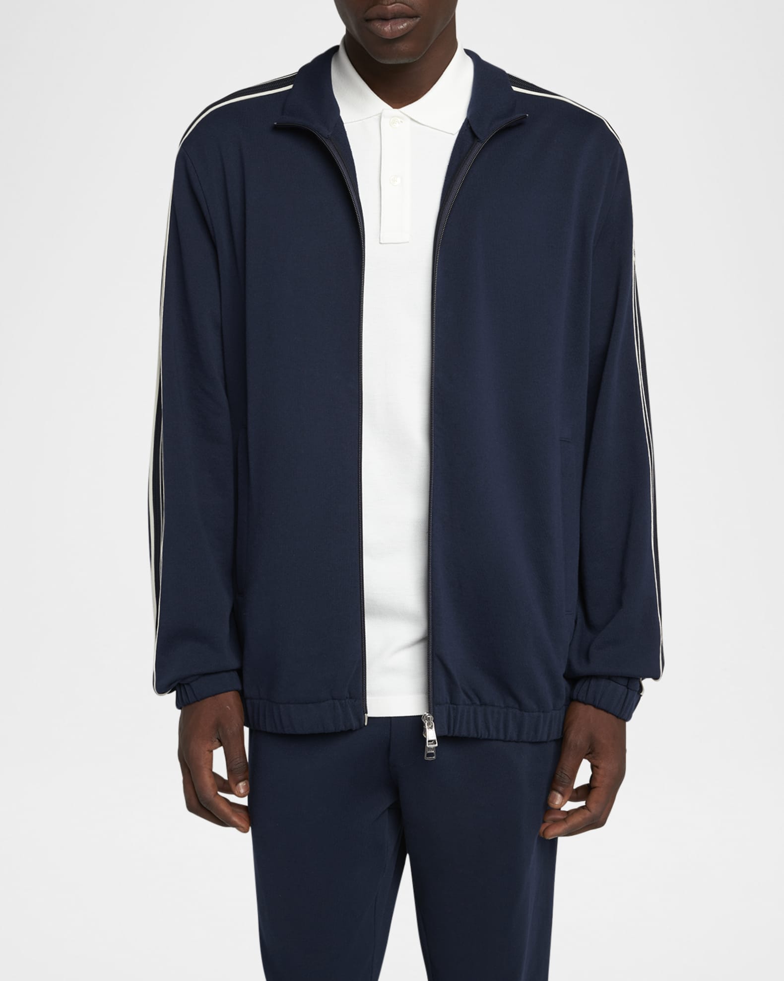 Moncler Men's Striped-Sleeve Track Jacket | Neiman Marcus