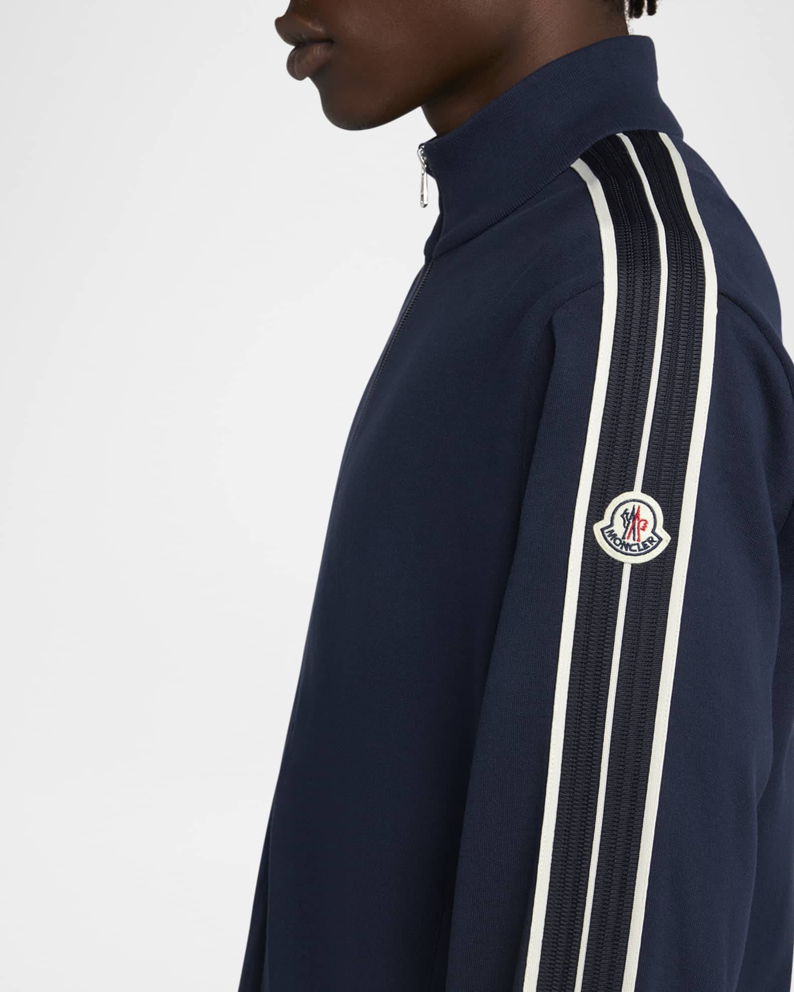 Moncler Men's Striped-Sleeve Track Jacket | Neiman Marcus