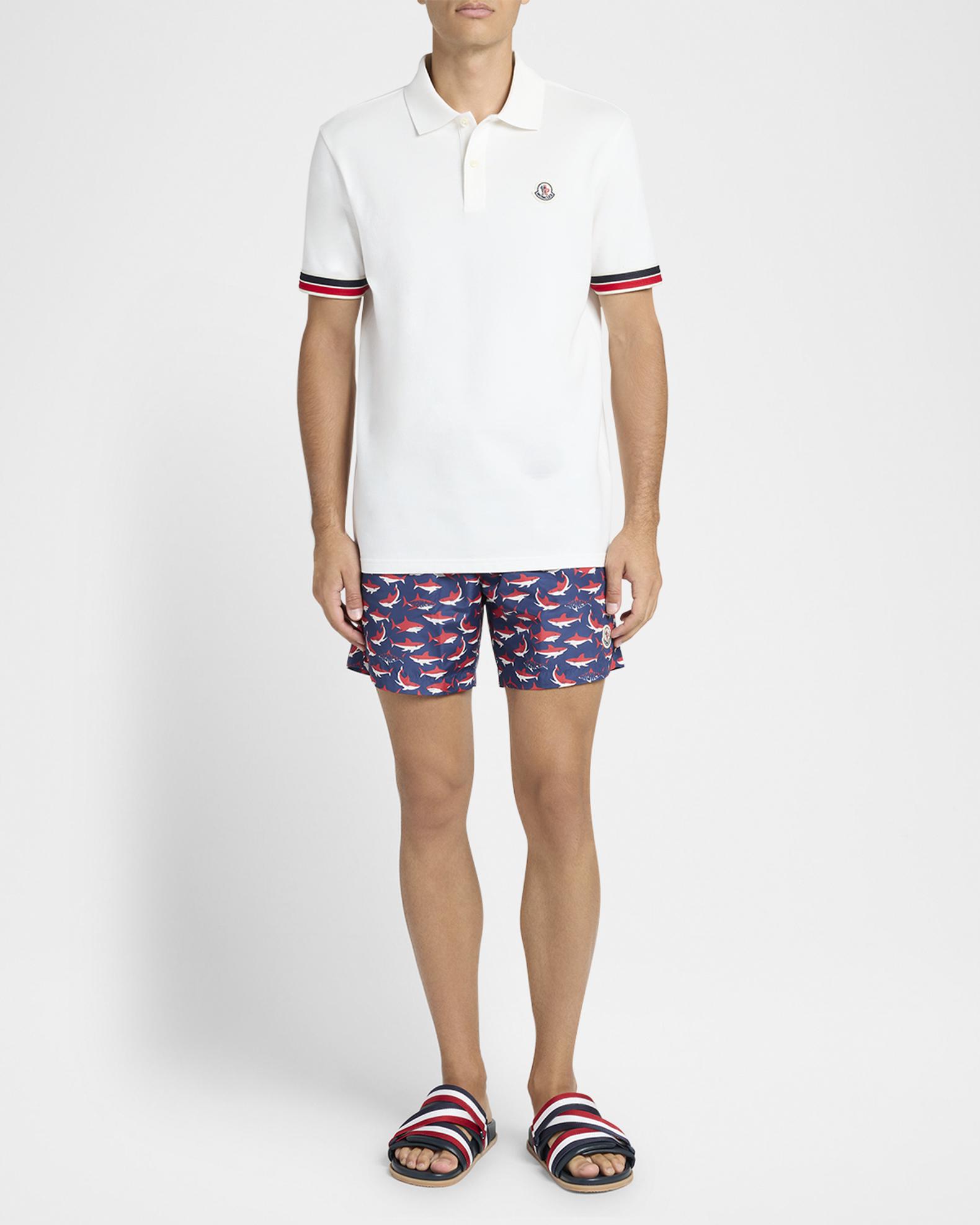 Moncler Men's Striped-Trim Pique Polo Shirt | Neiman Marcus