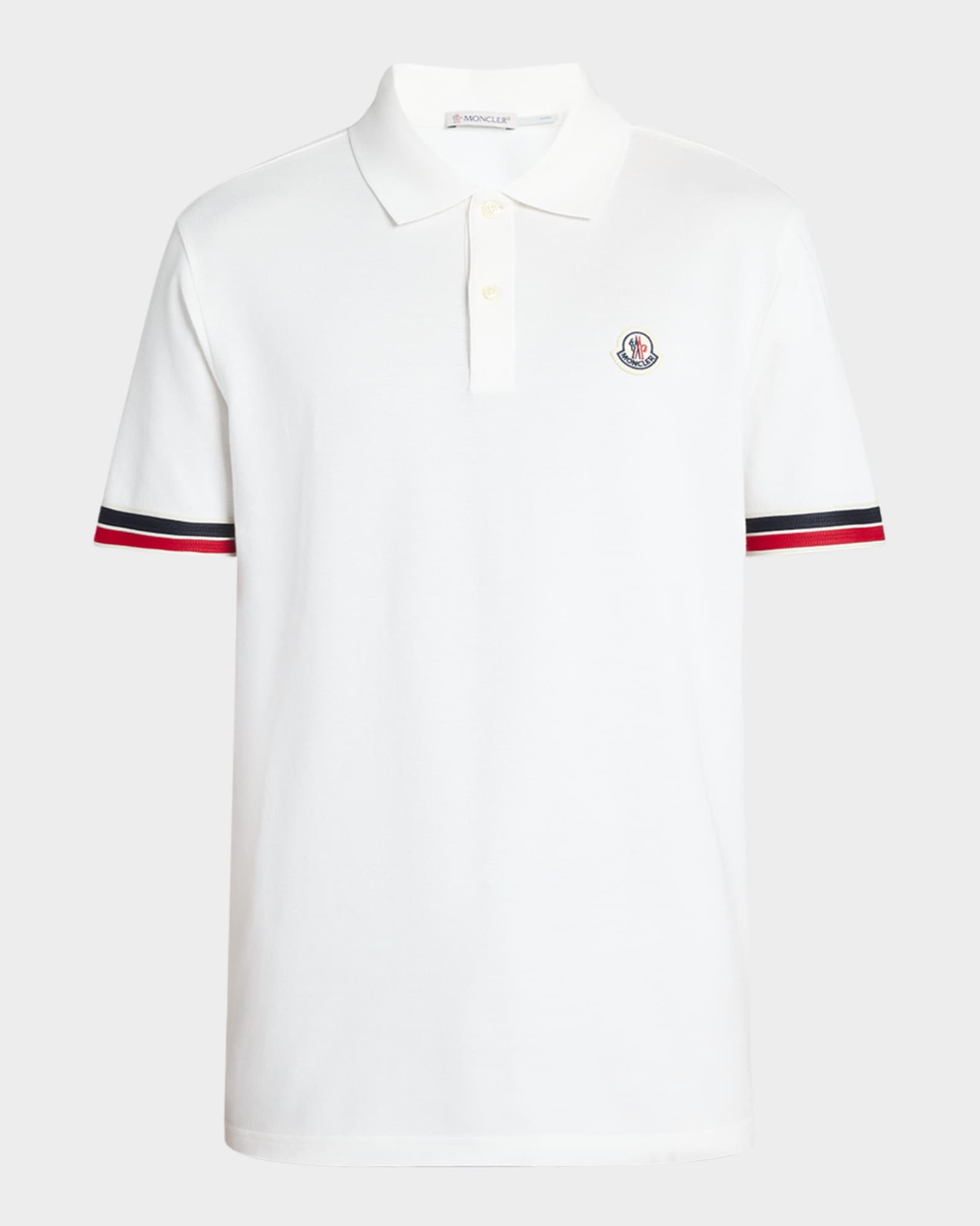 Moncler Men's Striped-Trim Pique Polo Shirt | Neiman Marcus