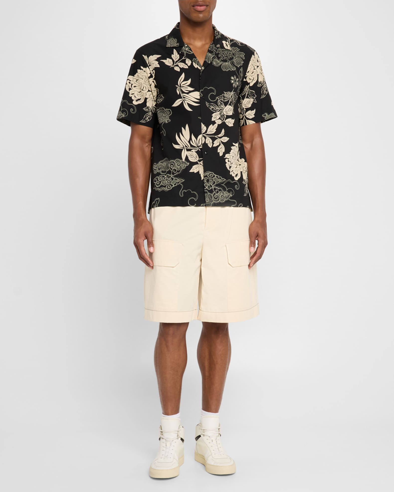 Men's Leaf-Print Camp Shirt 1