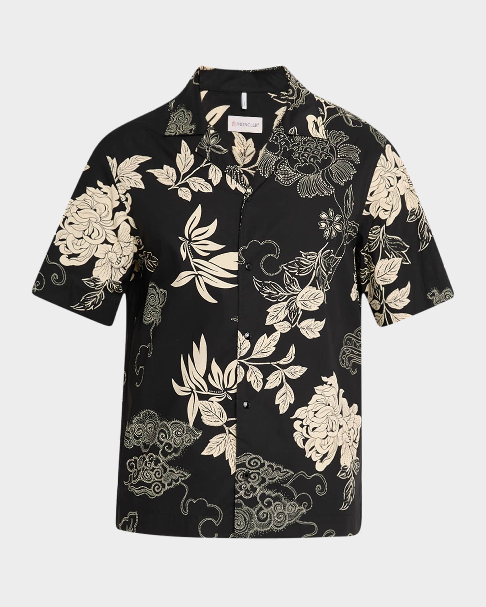 Men's Leaf-Print Camp Shirt 0