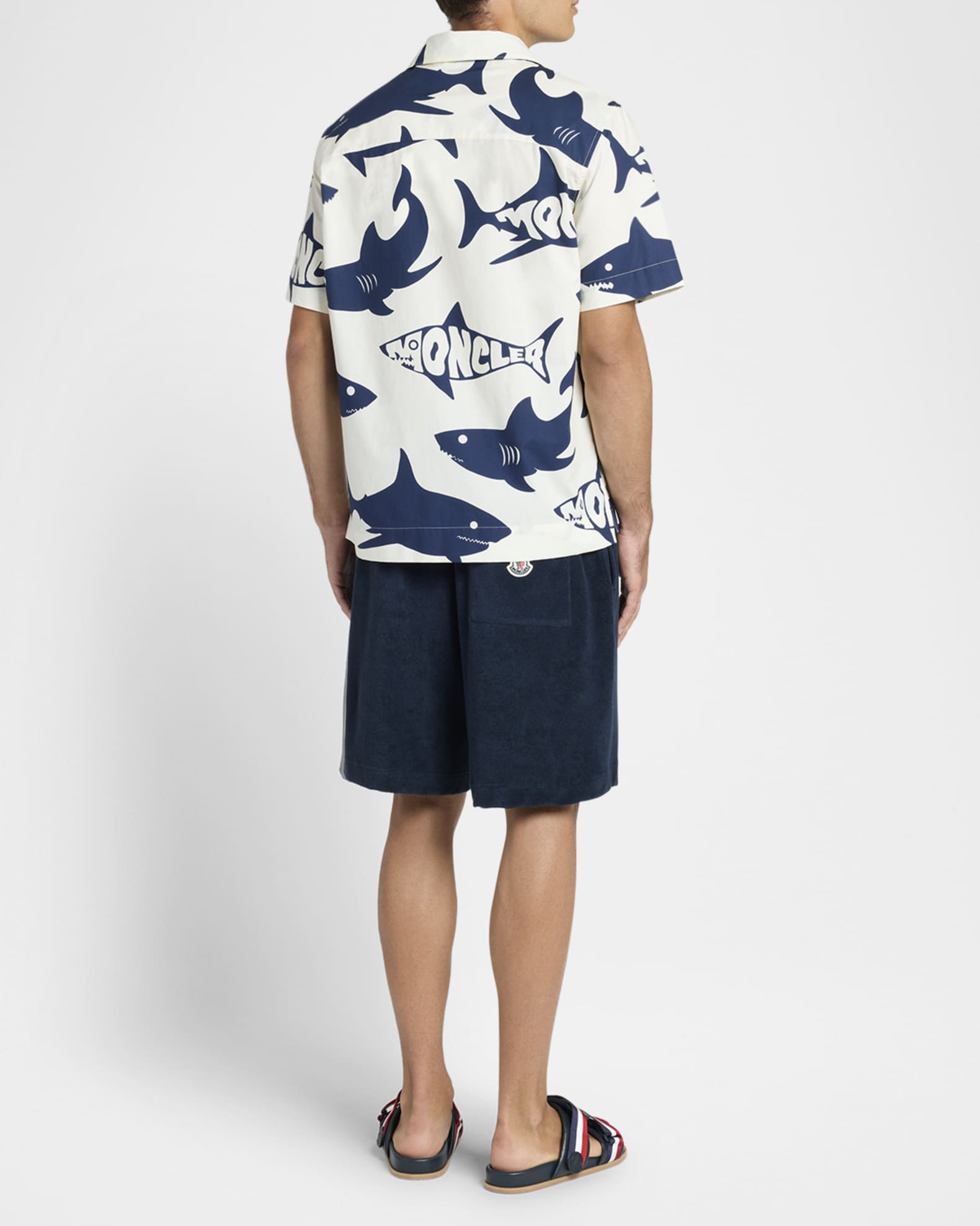 Moncler Men's Shark-Print Camp Shirt | Neiman Marcus Moncler Men's Shark-Print Camp Shirt | Neiman Marcus