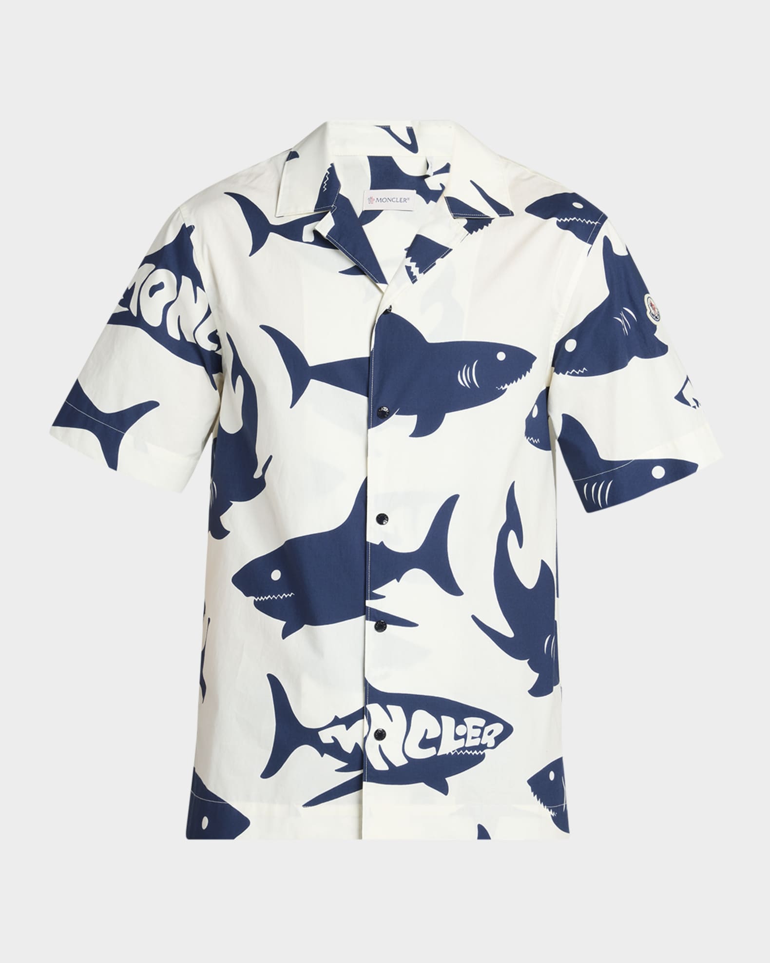 Moncler Men's Shark-Print Camp Shirt | Neiman Marcus Moncler Men's Shark-Print Camp Shirt | Neiman Marcus