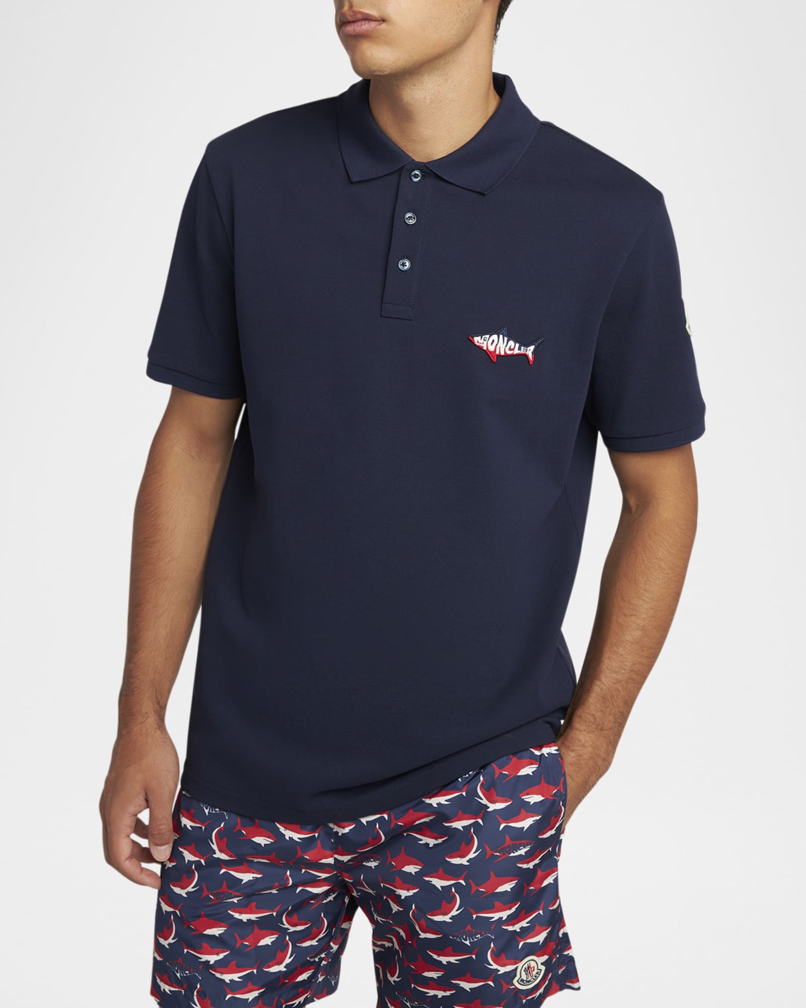 トップス MONCLER SCOM2017 210 L/S PIQUE SHIRT MONCLER SCOM2017 210 L/S PIQUE SHIRT MONCLER Piqué polo shirt in white