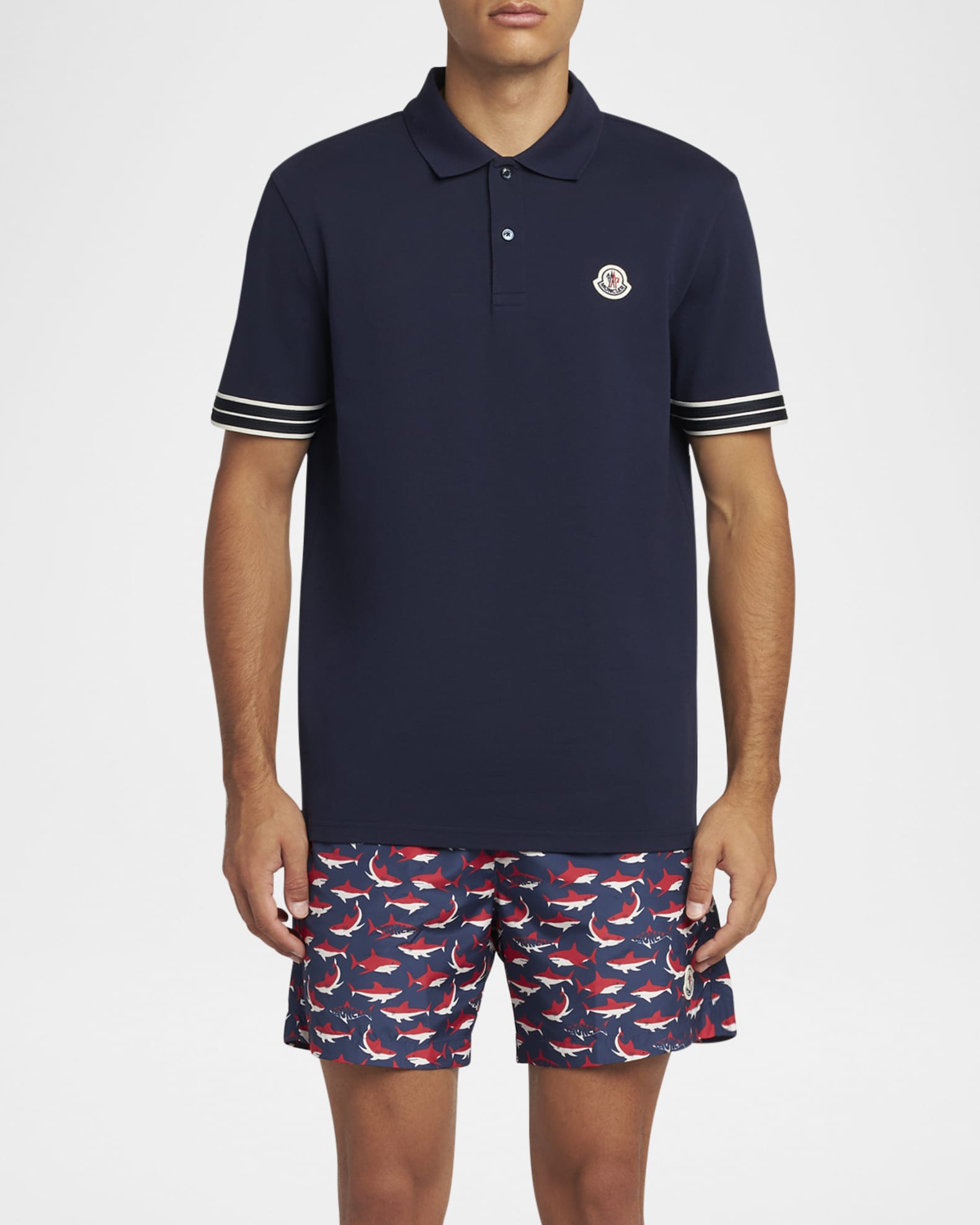 Men's Striped-Trim Pique Polo Shirt 1