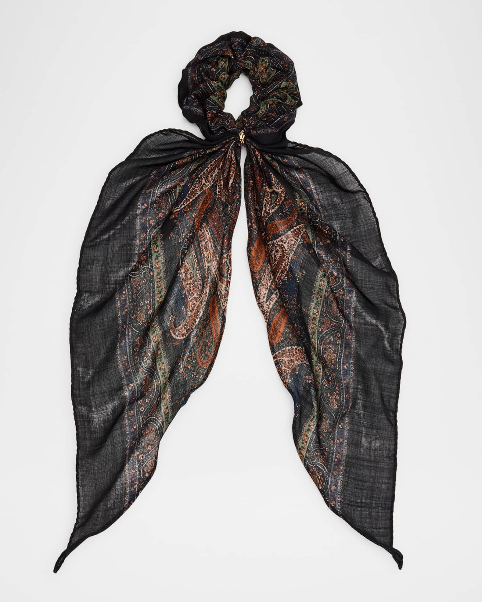 Paisley-Print Silk Scrunchie  0