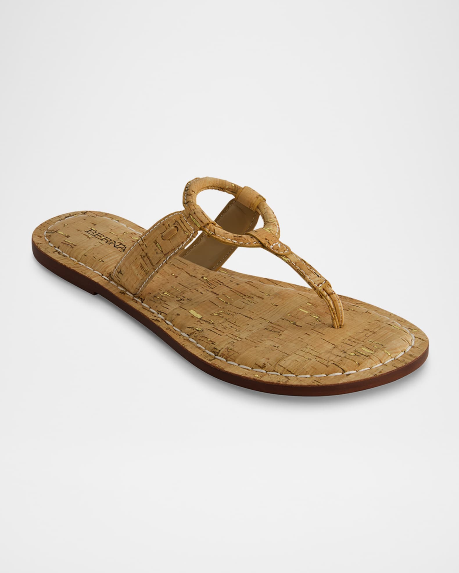 Bernardo Matrix Cork Flat Thong Sandals Neiman Marcus