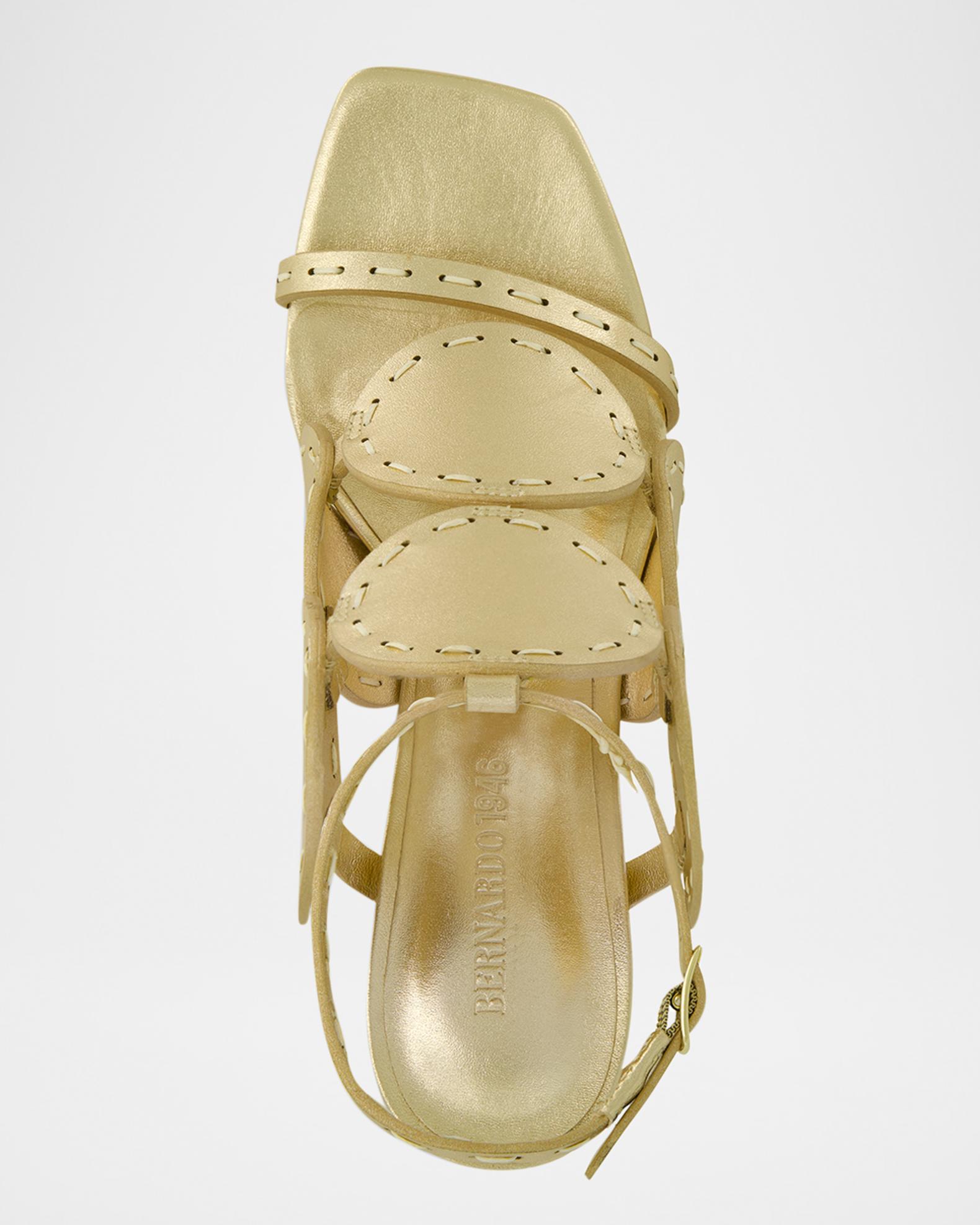 Bernardo 1946 New Moon Circle Metallic Leather Sandals | Neiman Marcus