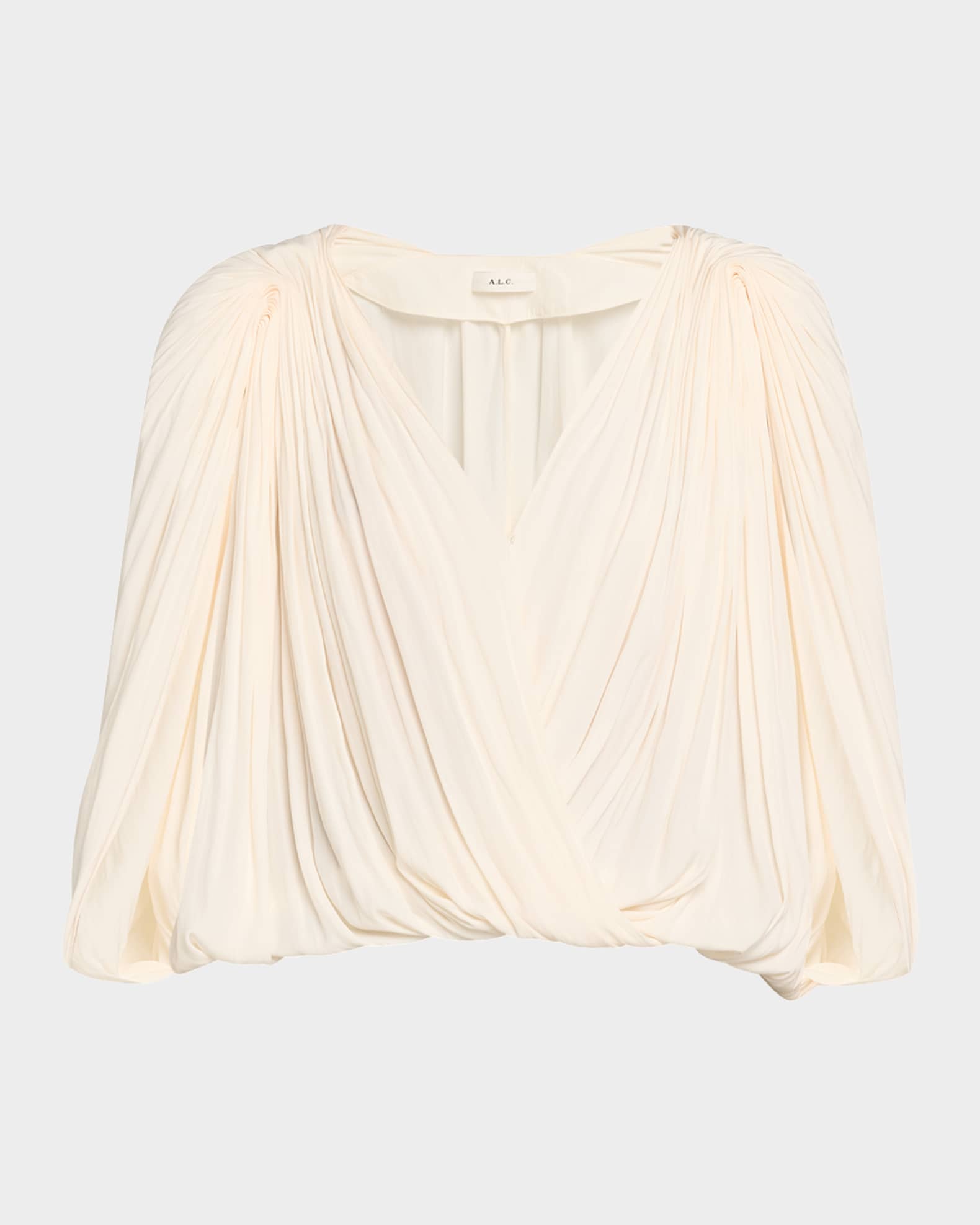 Vivian Draped Cape-Sleeve Top 0