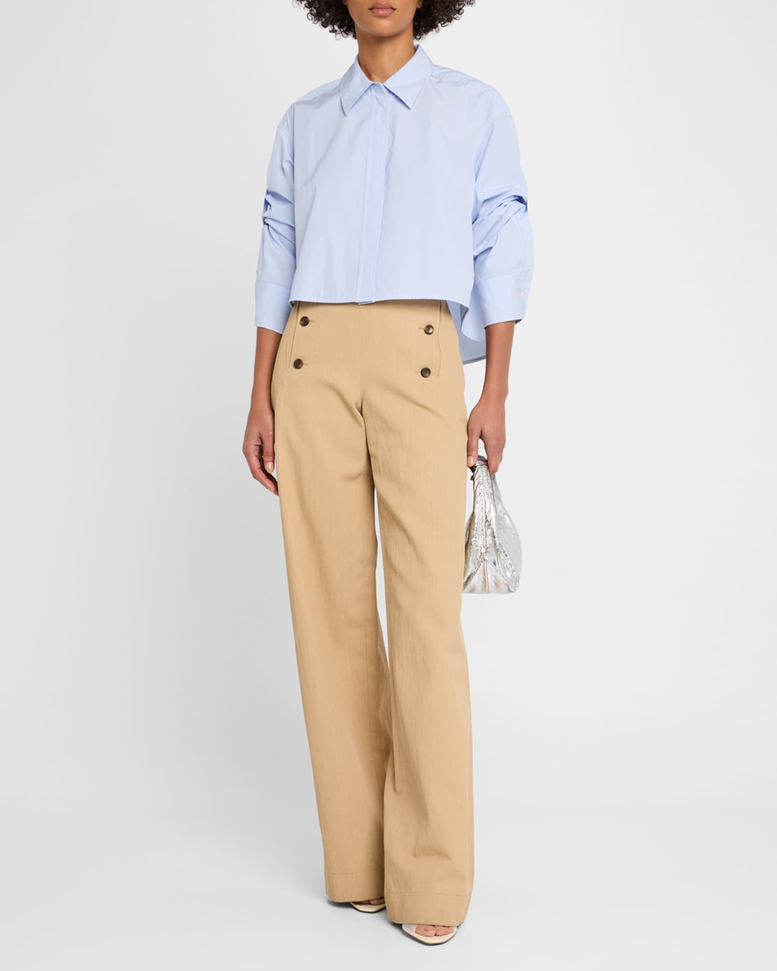 Maude High-Low Striped Cotton Shirt 1
