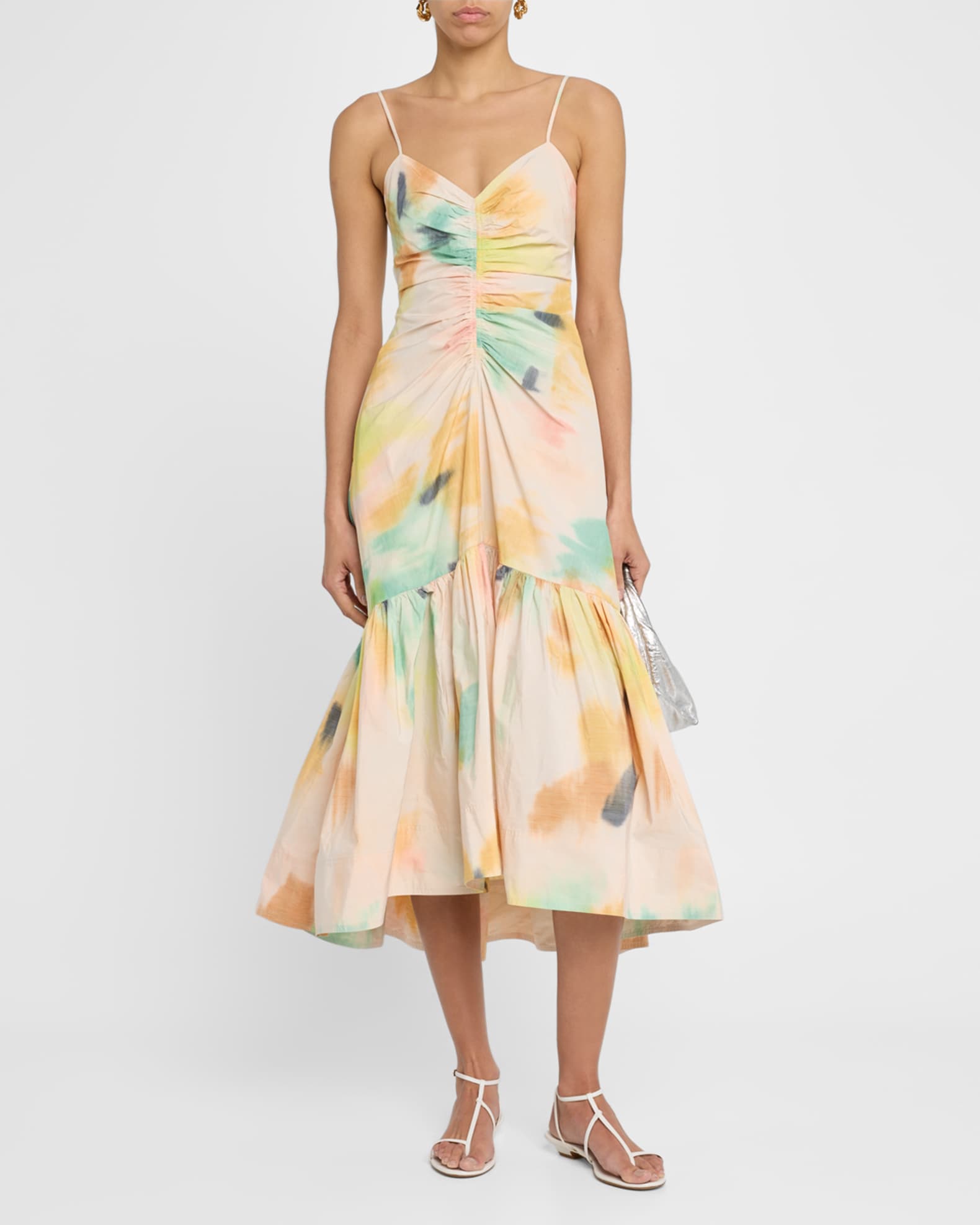 Lindsey Ruched Fit-And-Flare Midi Dress 1