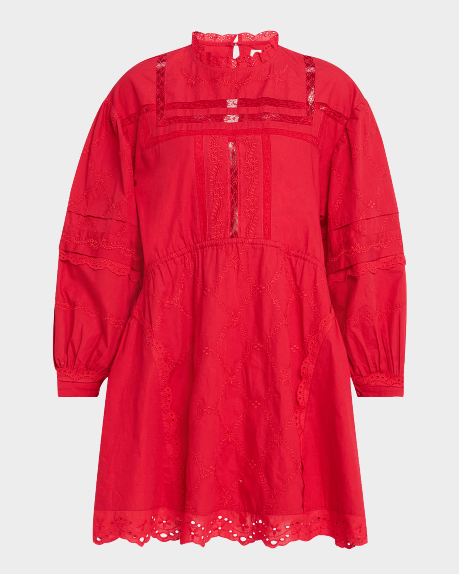 Clancy Embroidered Long-Sleeve Mini Dress 0