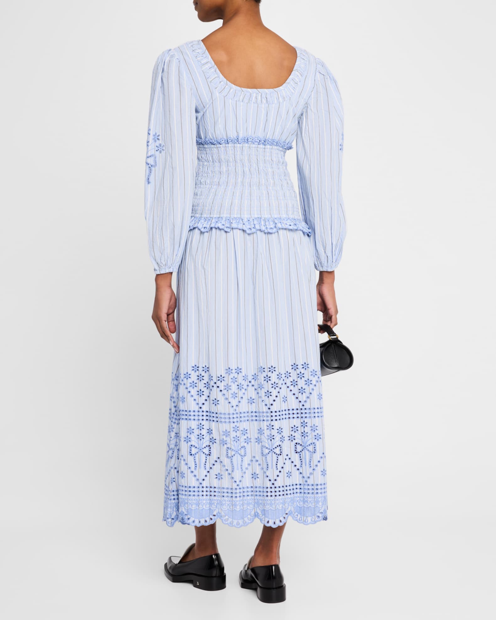 Damson Madder Nola Embroidered Long-Sleeve Midi Dress | Neiman Marcus