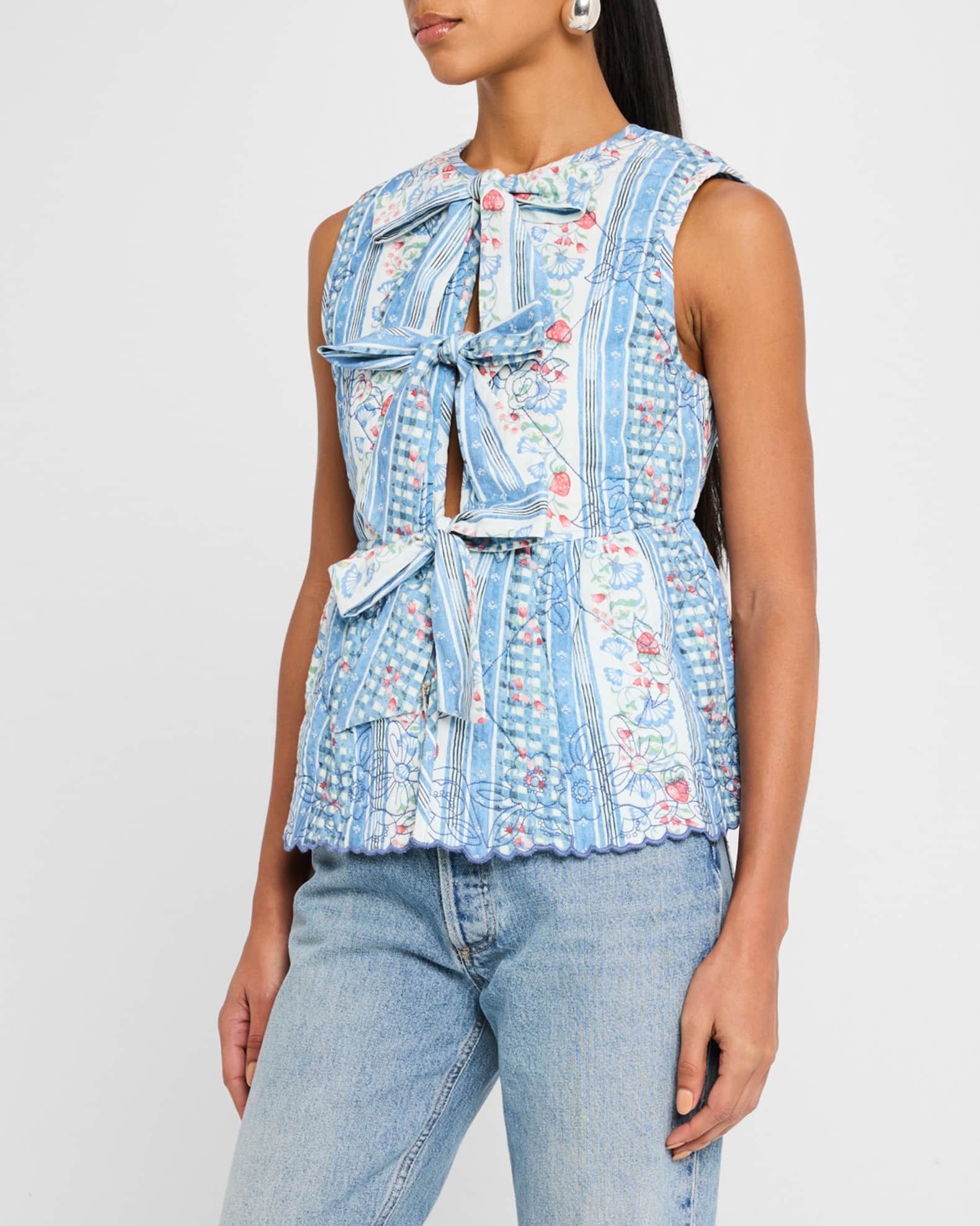 Damson Madder Catrin Quilted Tie-Front Vest | Neiman Marcus
