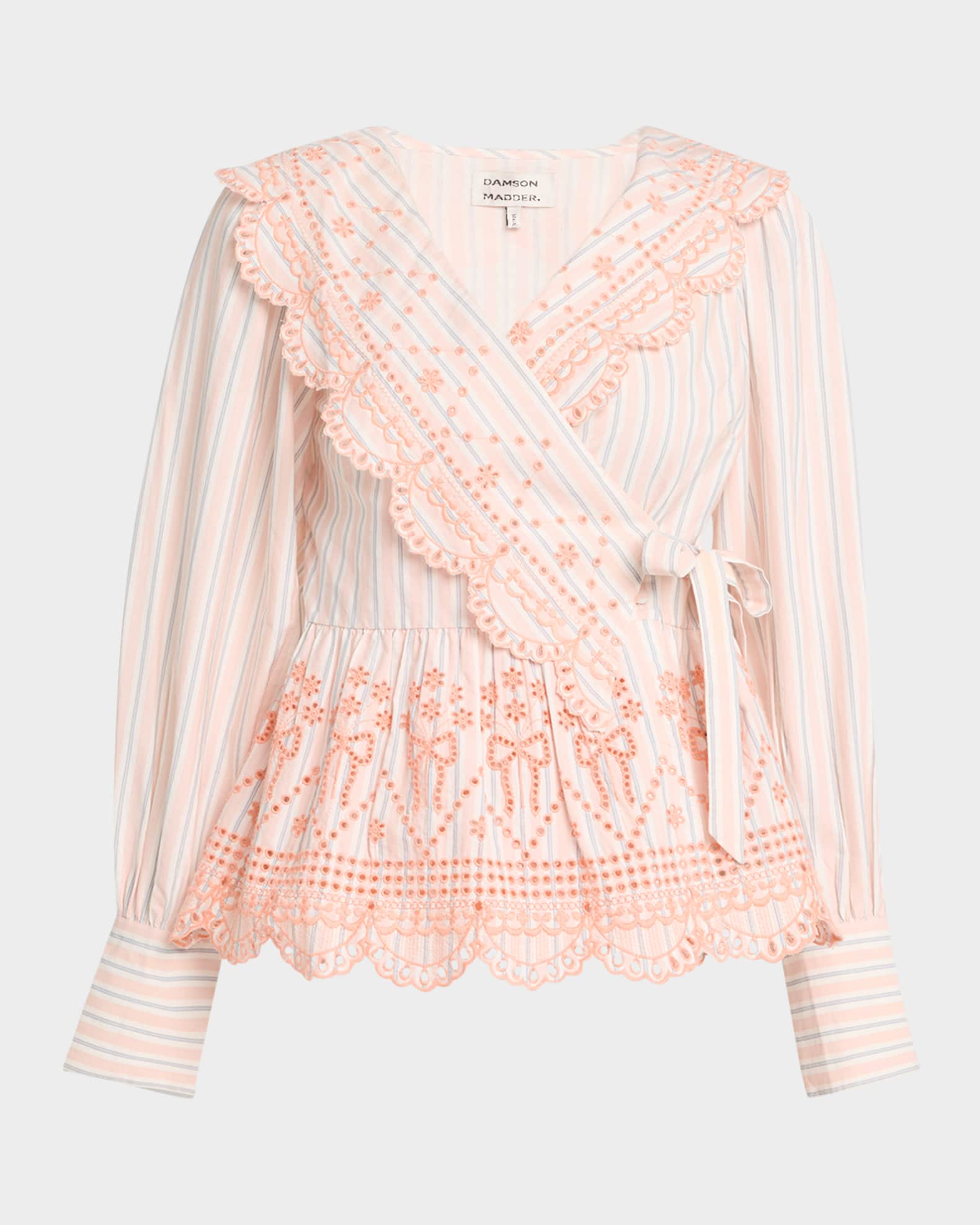 Anais Embroidered Wrap Blouse 0