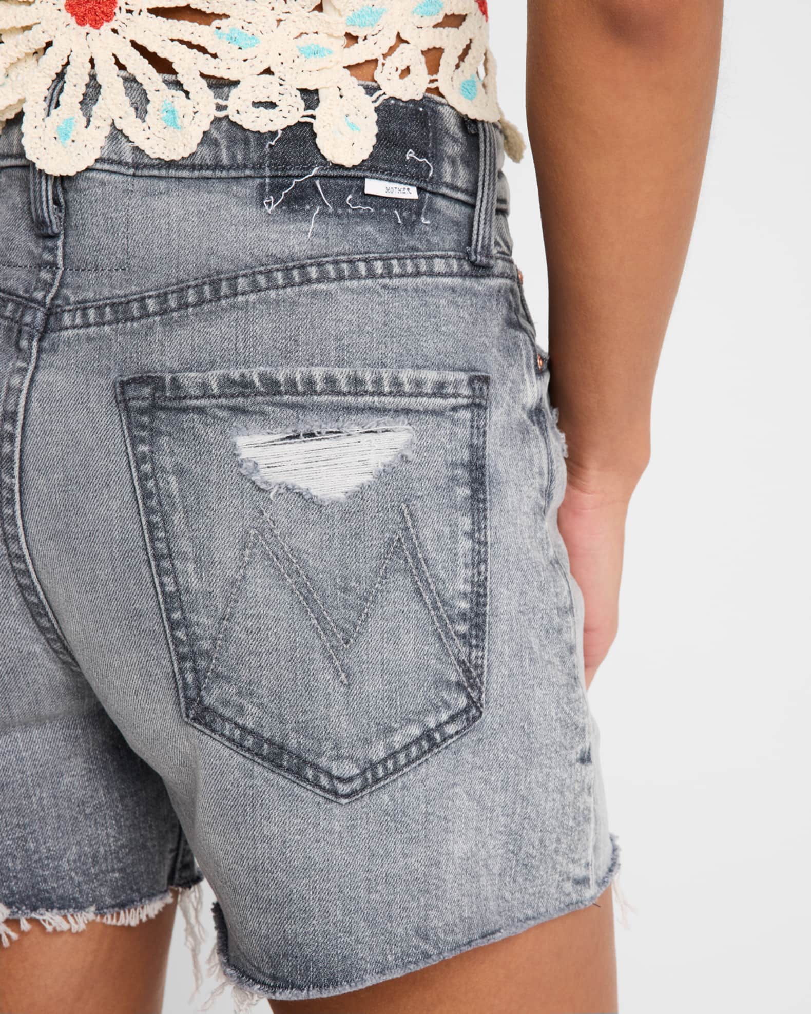 【SCENERITY】Denim skipper shorts MOTHER The Skipper Short N Long Fray Denim Shorts - Bergdorf