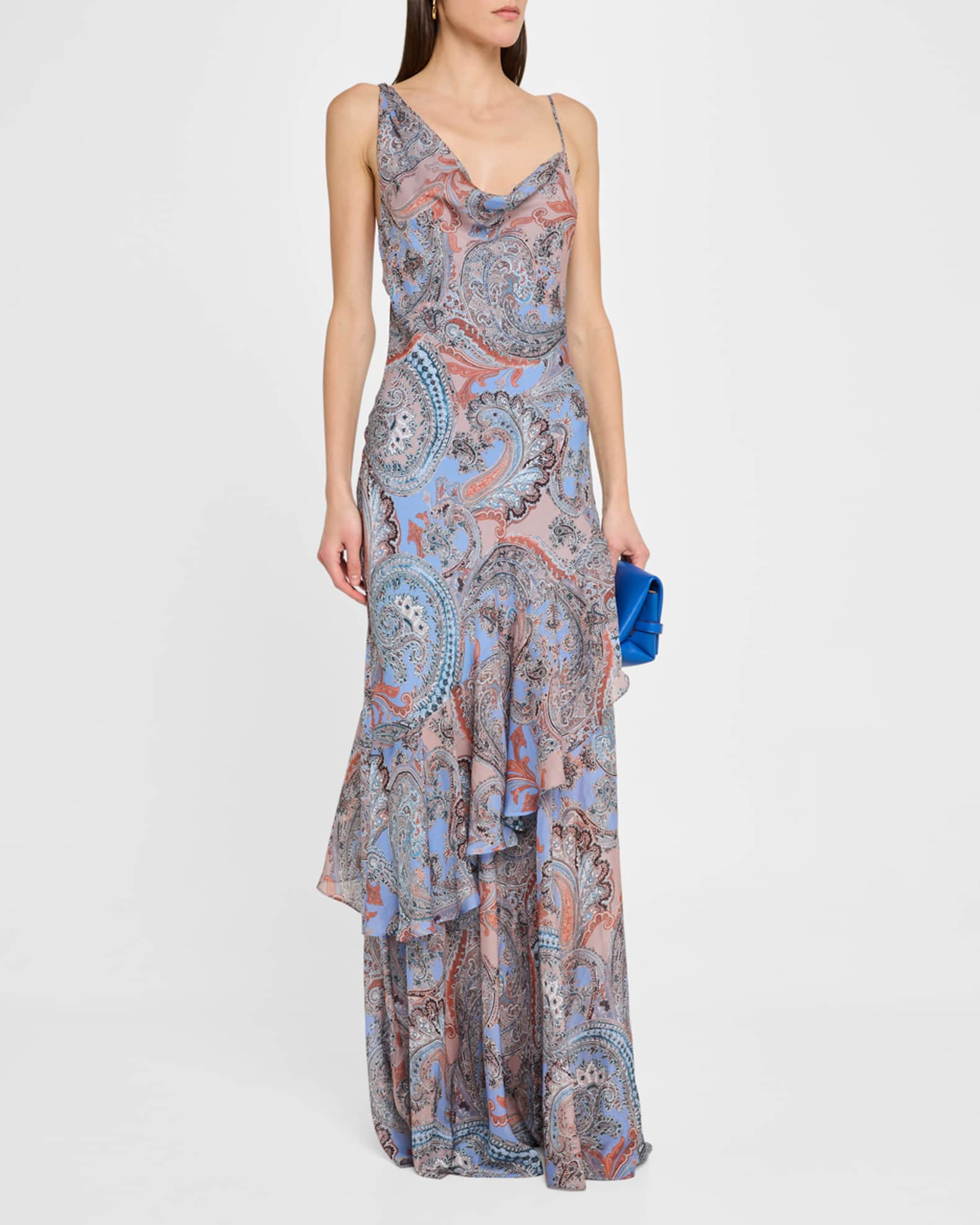 Viola Asymmetric Cowl-Neck Gown 1