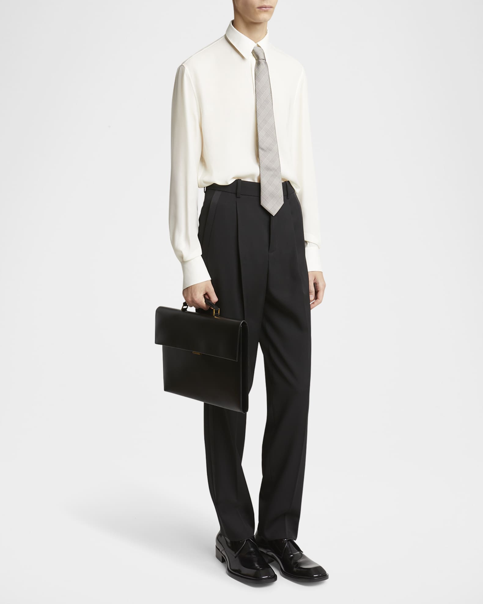 Saint Laurent Men's Smooth Leather Briefcase | Neiman Marcus