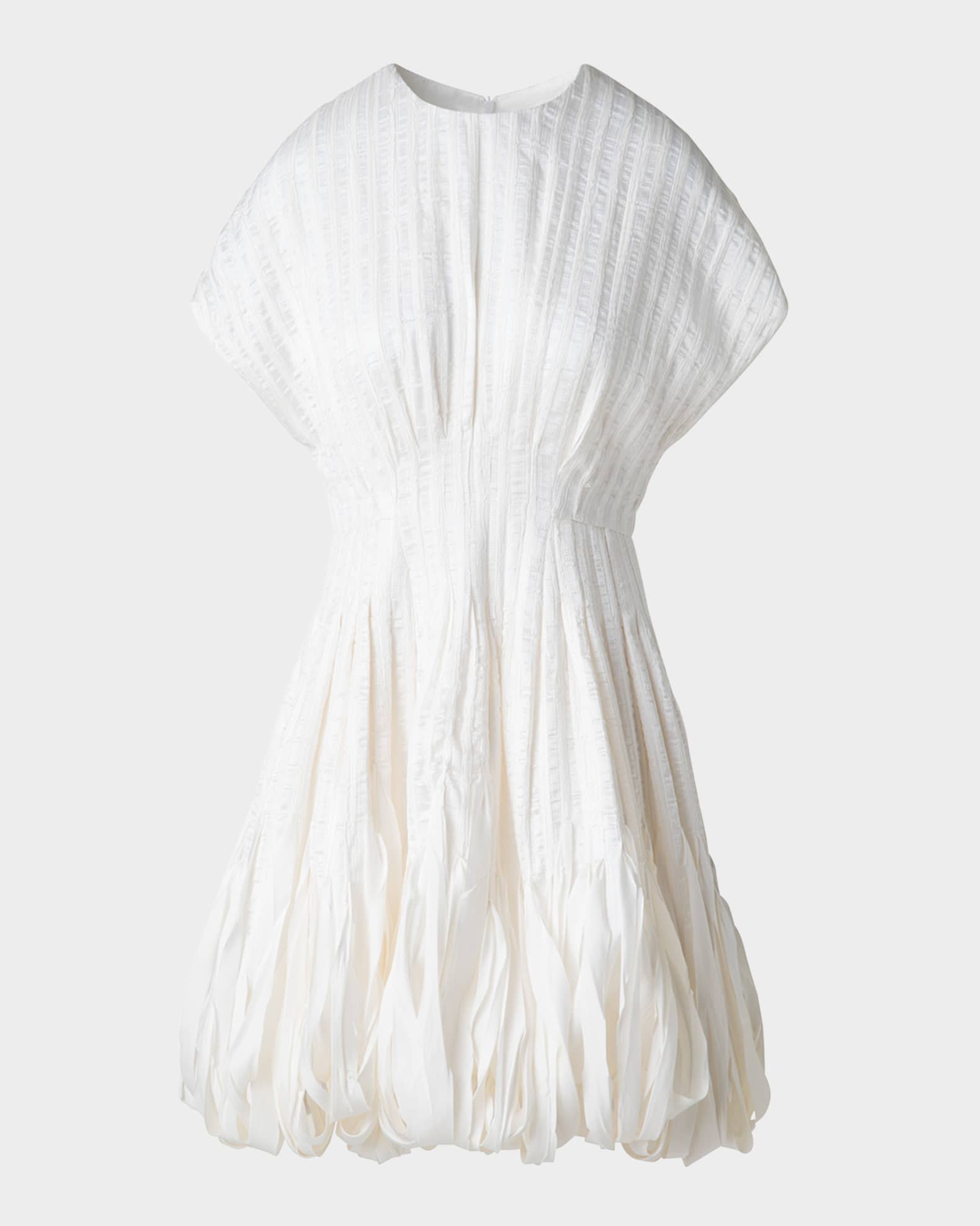 Textured Silk Bubble-Hem Mini Dress 0
