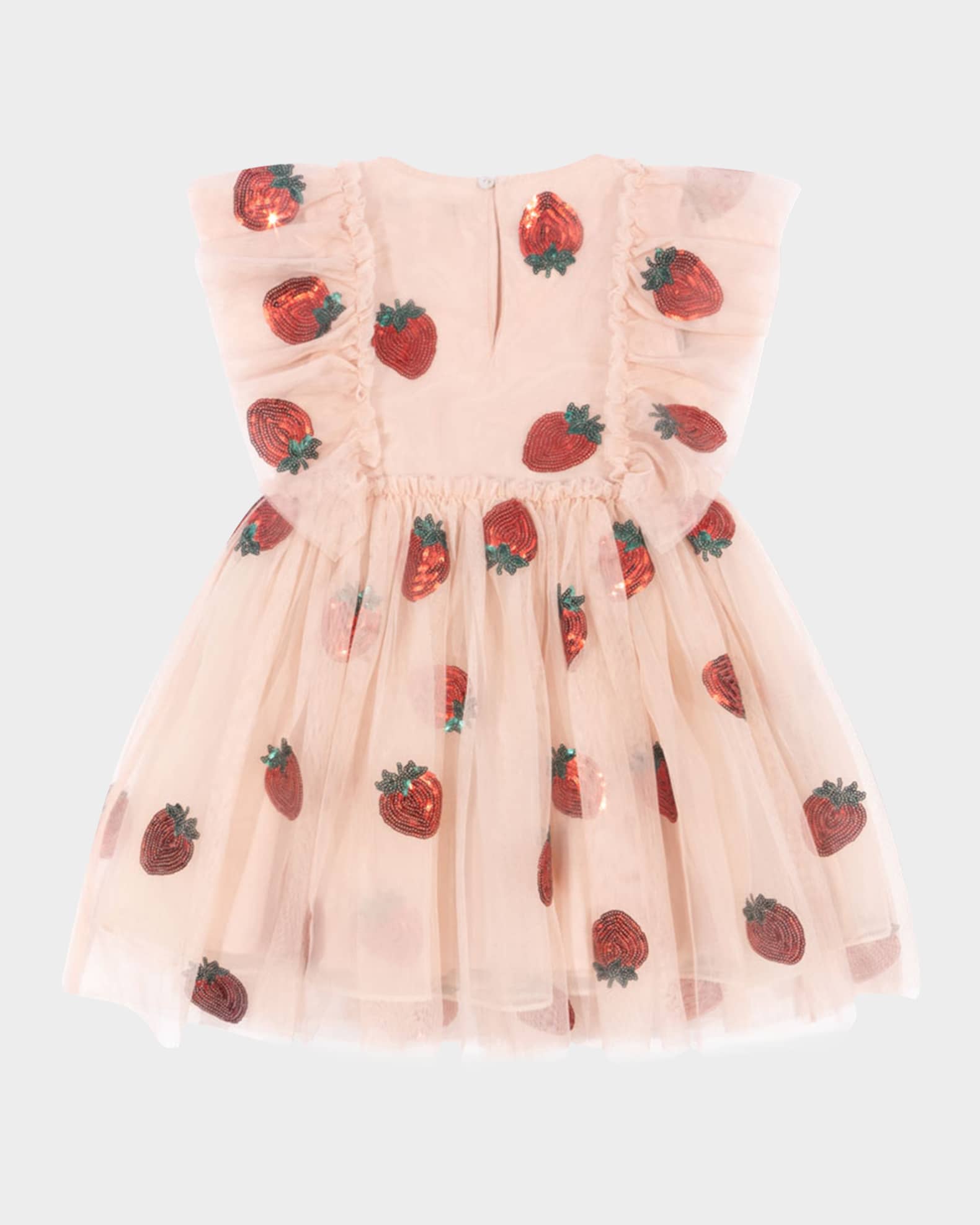 Girl's Yvonne Sequin Strawberry Frill Dress, Size 18M-10 1
