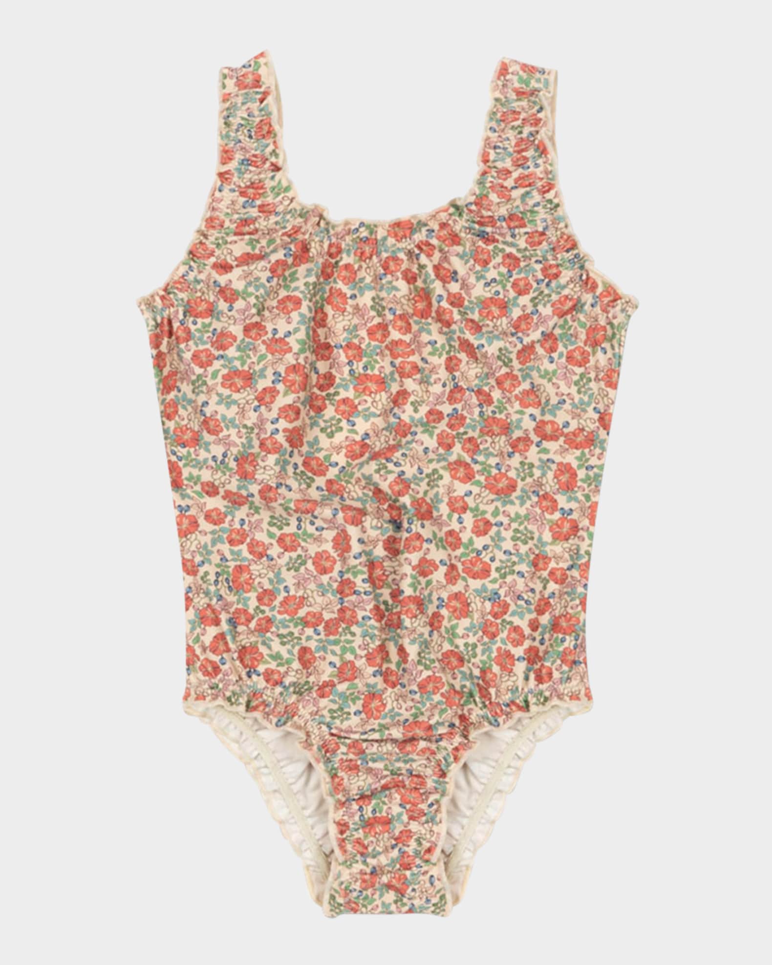 Girl's Collette Floral-Print Swimsuit, Size 12M-10 0