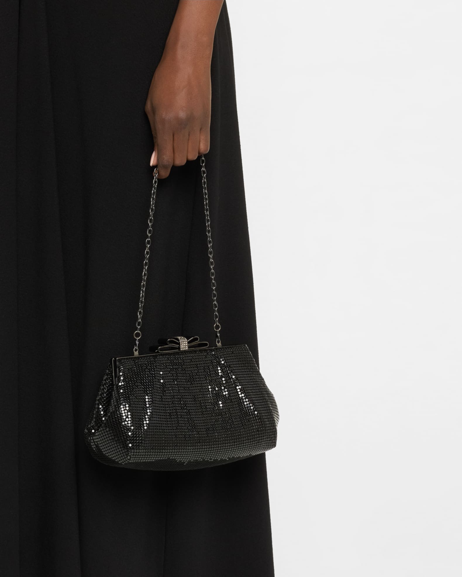 Blake Bow Mesh Brass Clutch Bag 1