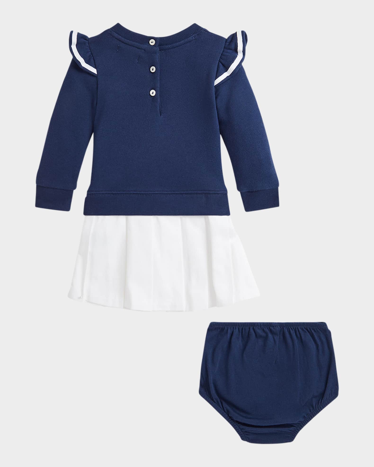 Girl's Combo Pleated Sweatshirt Dress, Size 3M-24M 1