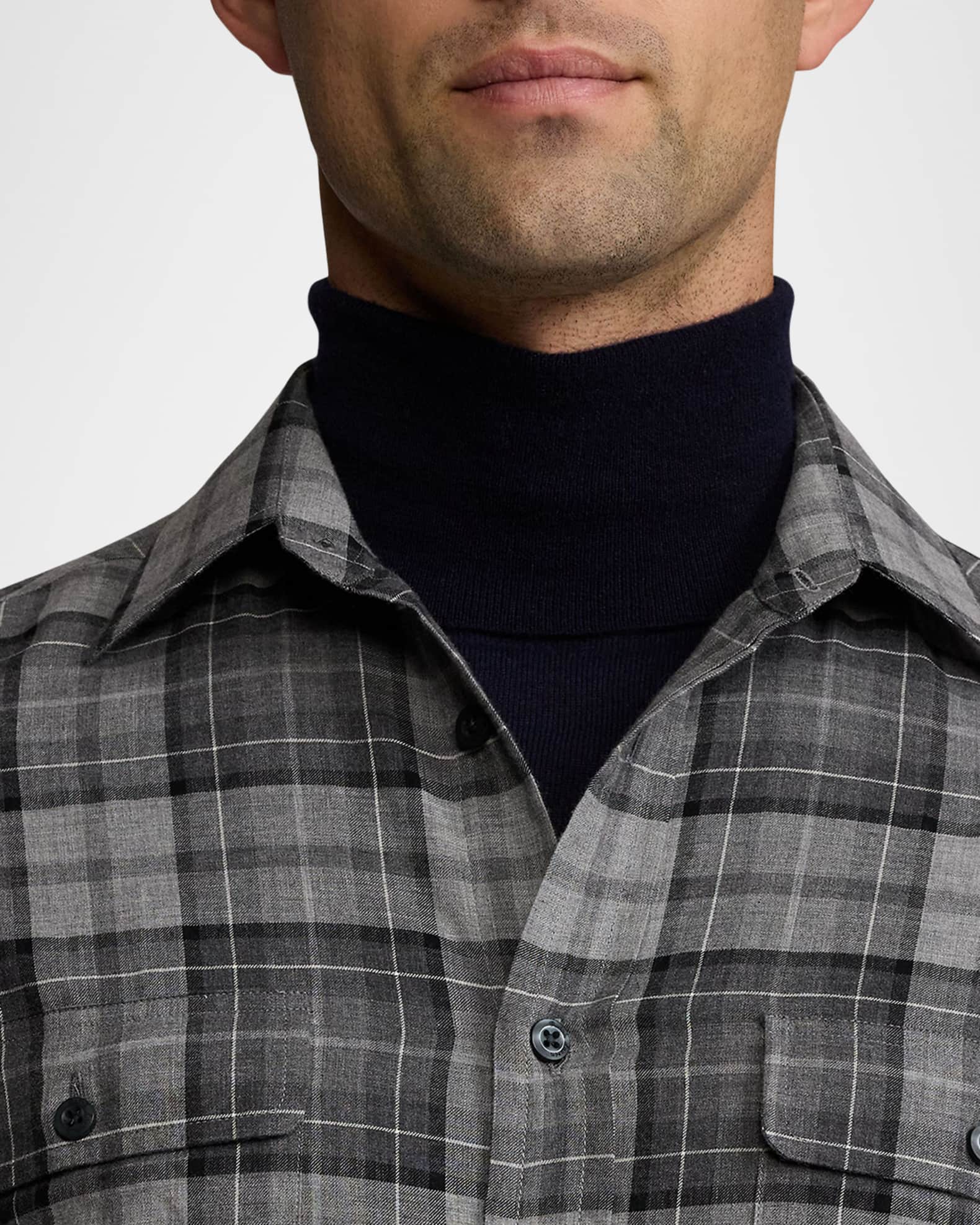 Ralph Lauren Purple Label Men's Plaid Twill Shirt | Neiman Marcus