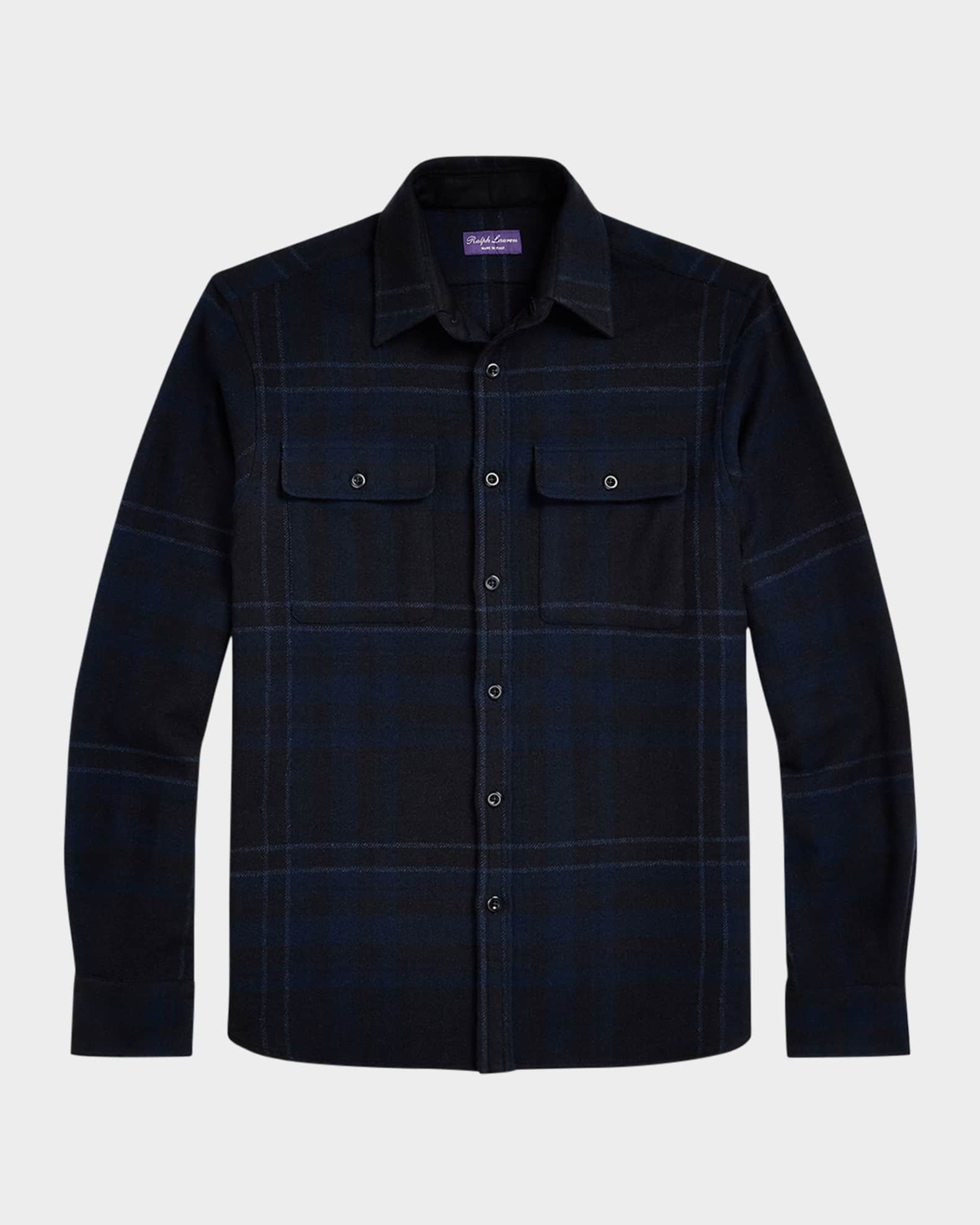 Men's Plaid Wool-Blend Shirt