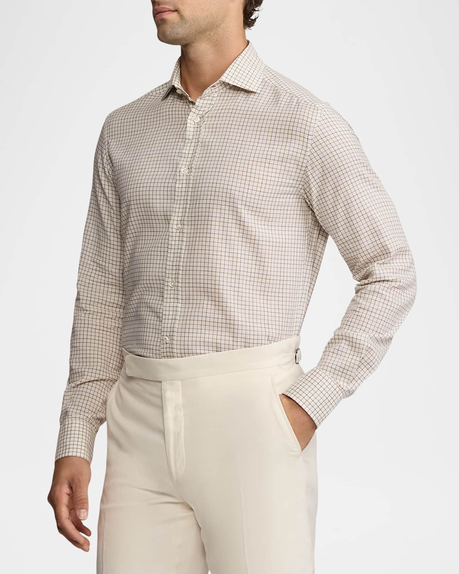 Ralph Lauren Purple Label Men's Tattersall Twill Shirt | Neiman Marcus