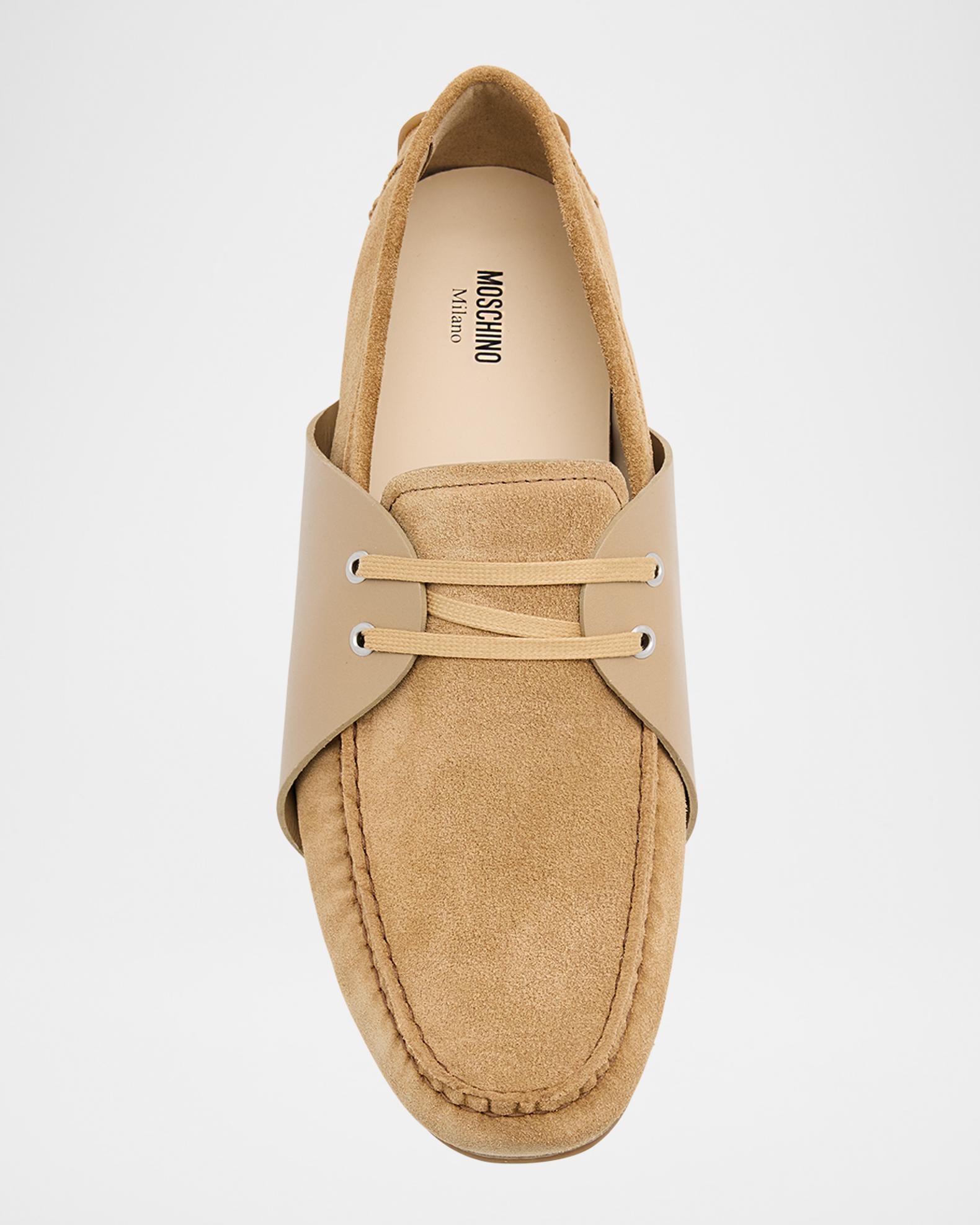 Moschino Men\'s Brown Suede Slip-On Loafers with Leather Trim Suede loafers | Moschino main image 2