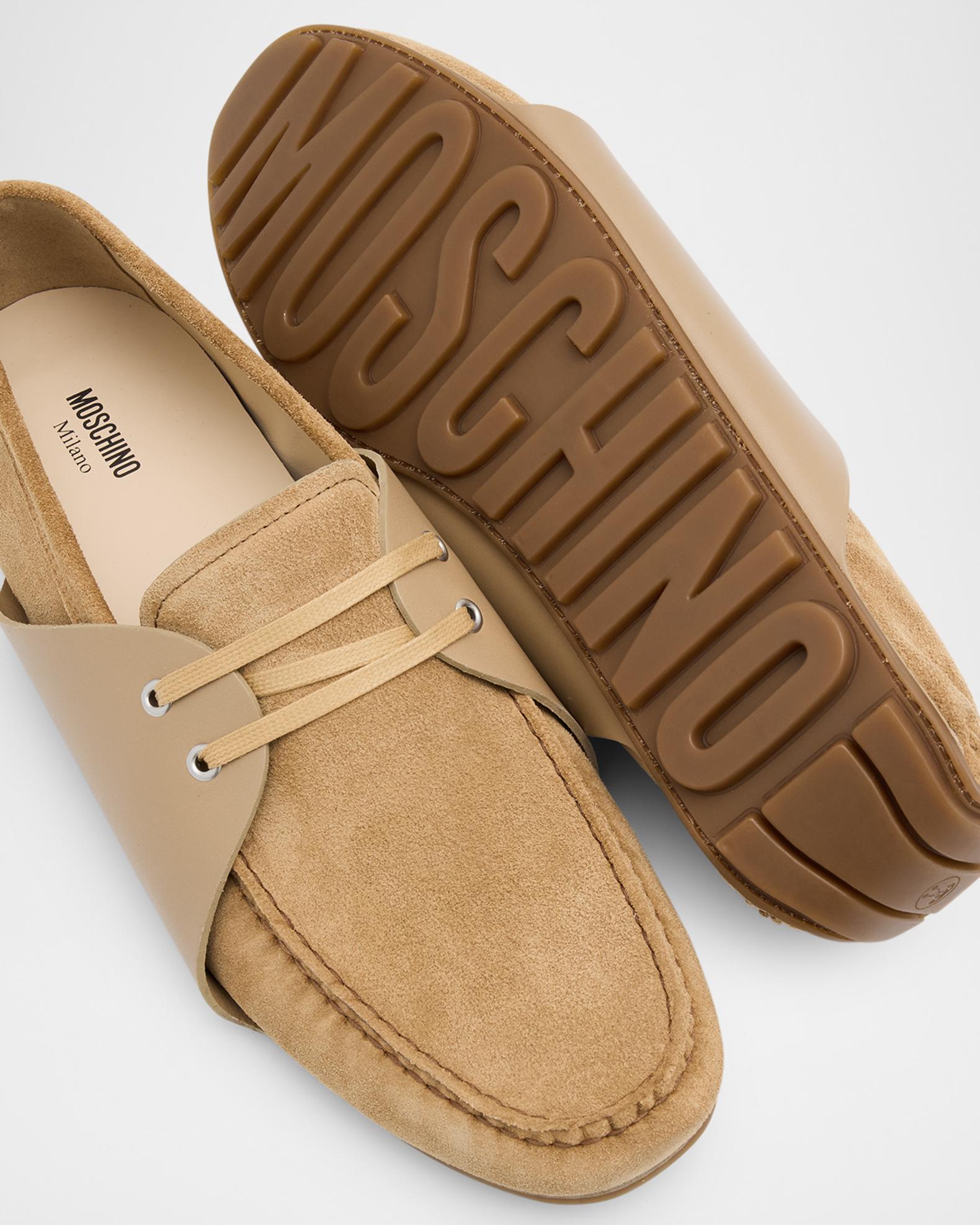 Moschino Men\'s Brown Suede Slip-On Loafers with Leather Trim Moschino Rovesciato Moccasin Loafer Shoe - Blue - Mens  main image 2