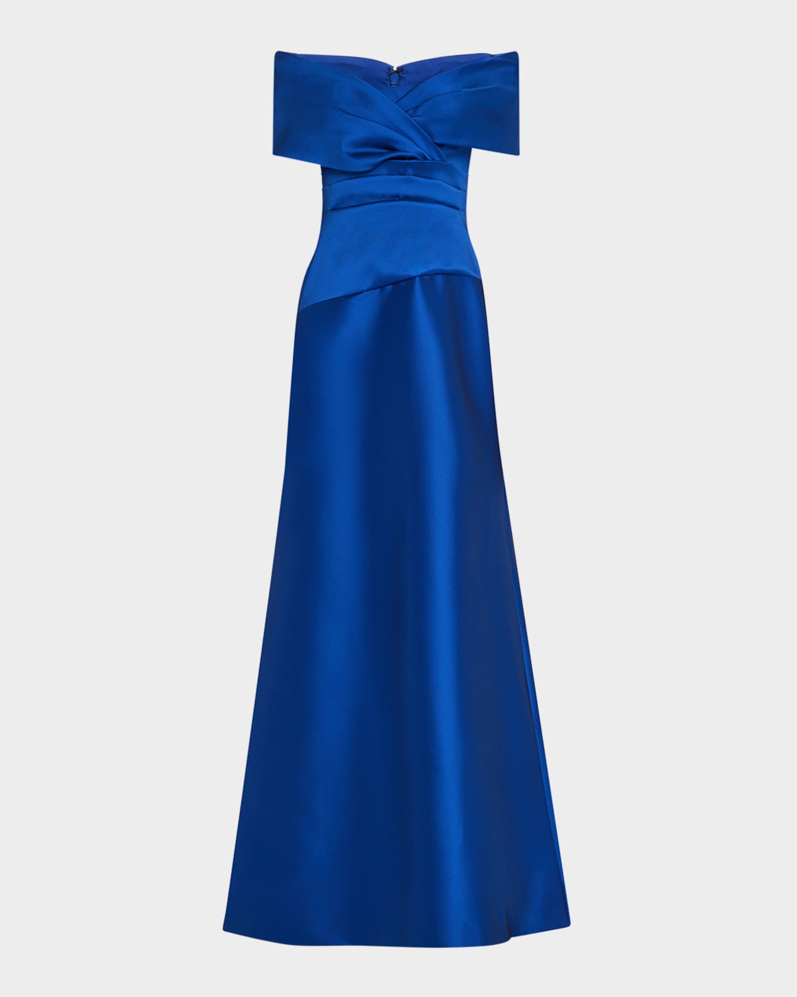 Stretch Mikado Portrait Draped A-line Gown 0