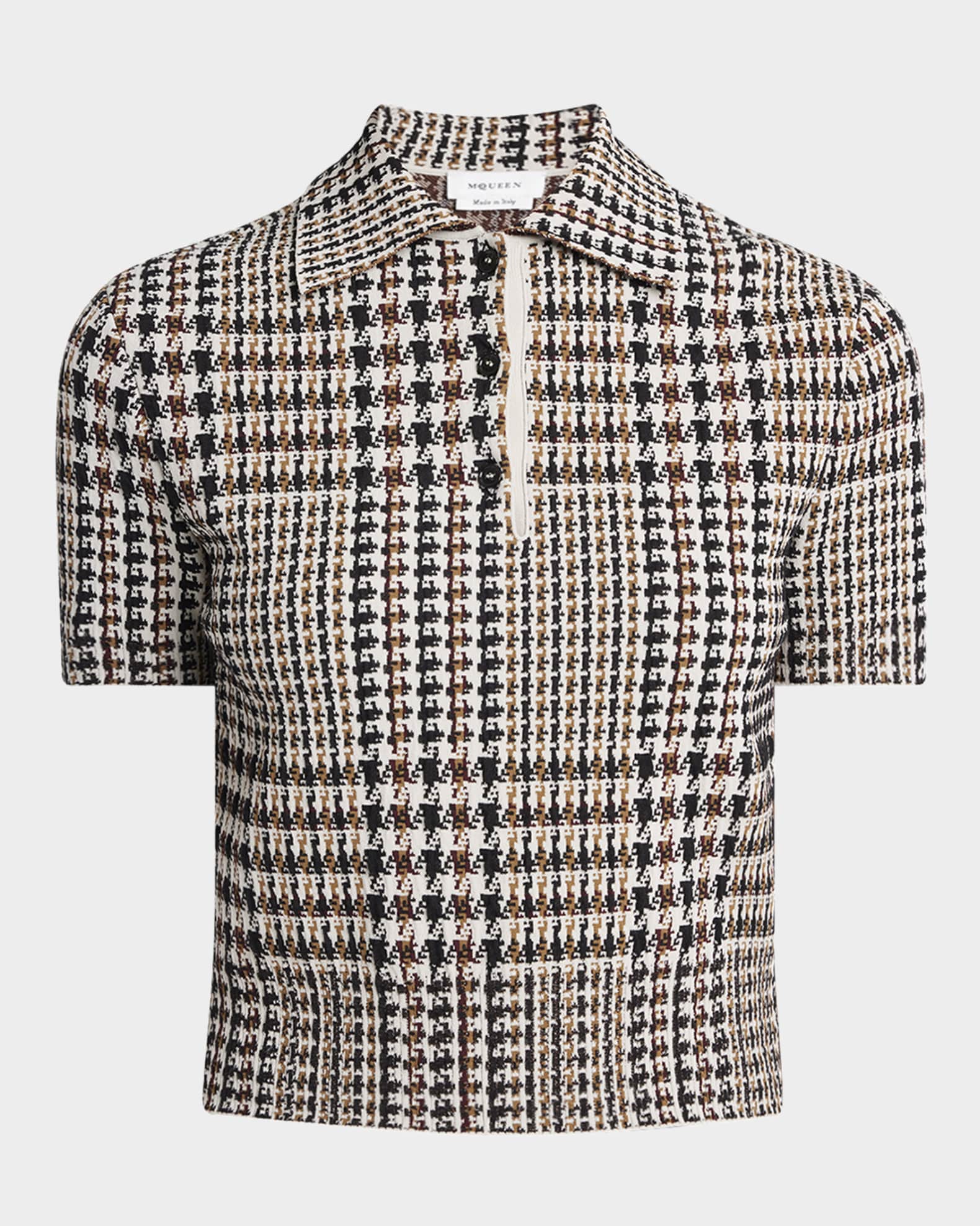Check Short-Sleeve Polo Top 0