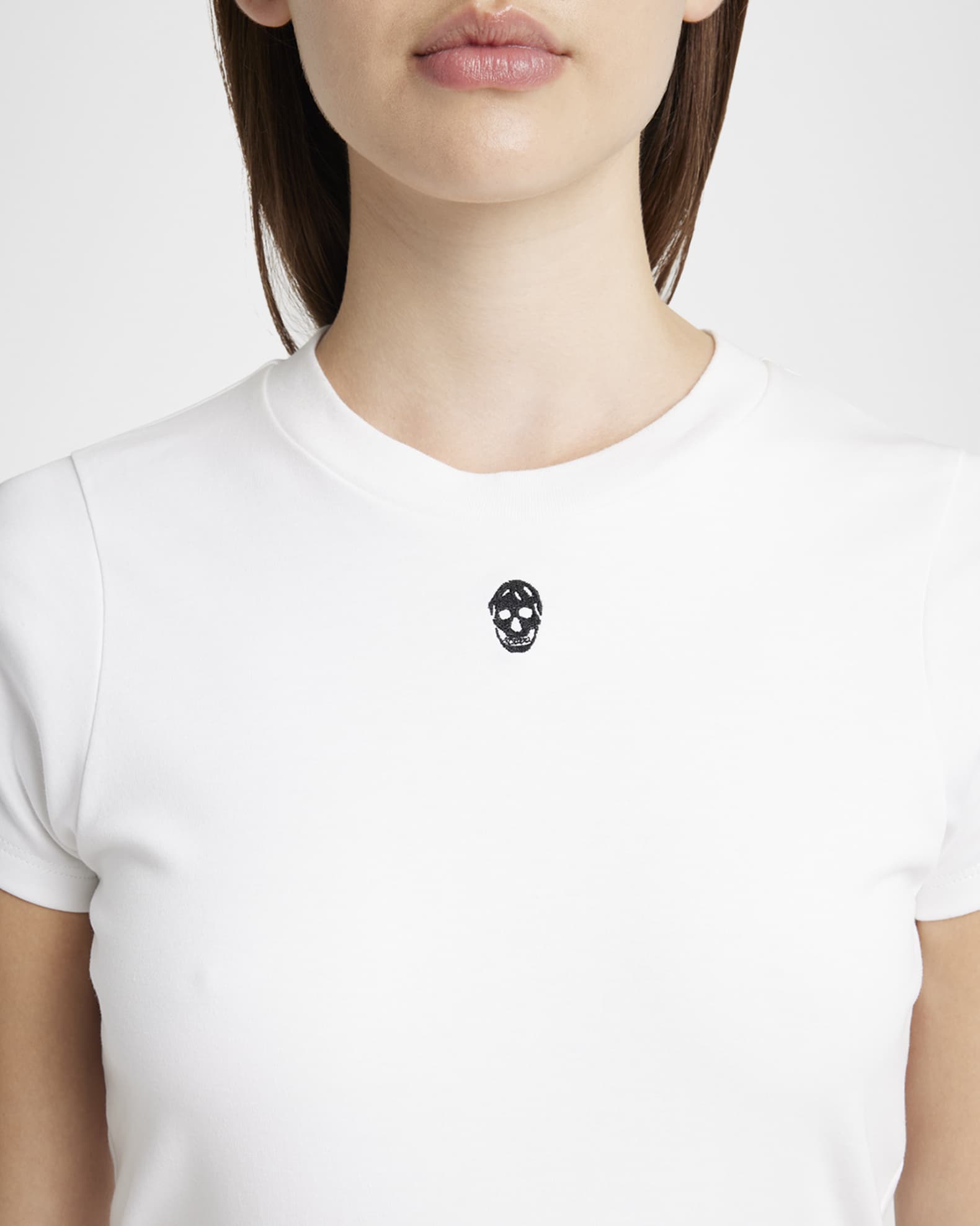 McQueen Skull Embroidered Short-Sleeve T-Shirt | Neiman Marcus